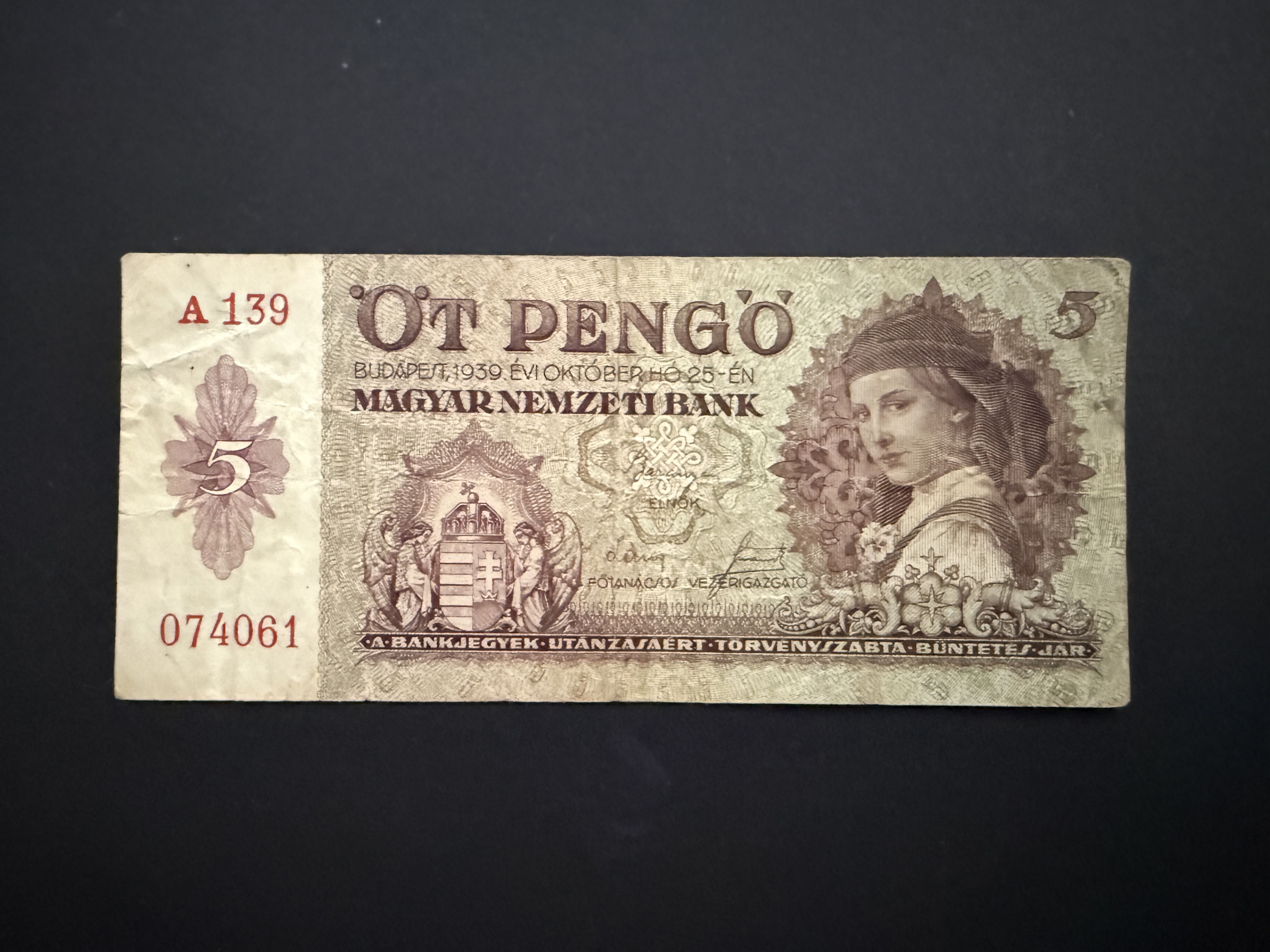 Öt Pengő (1930) VF Adamo P6