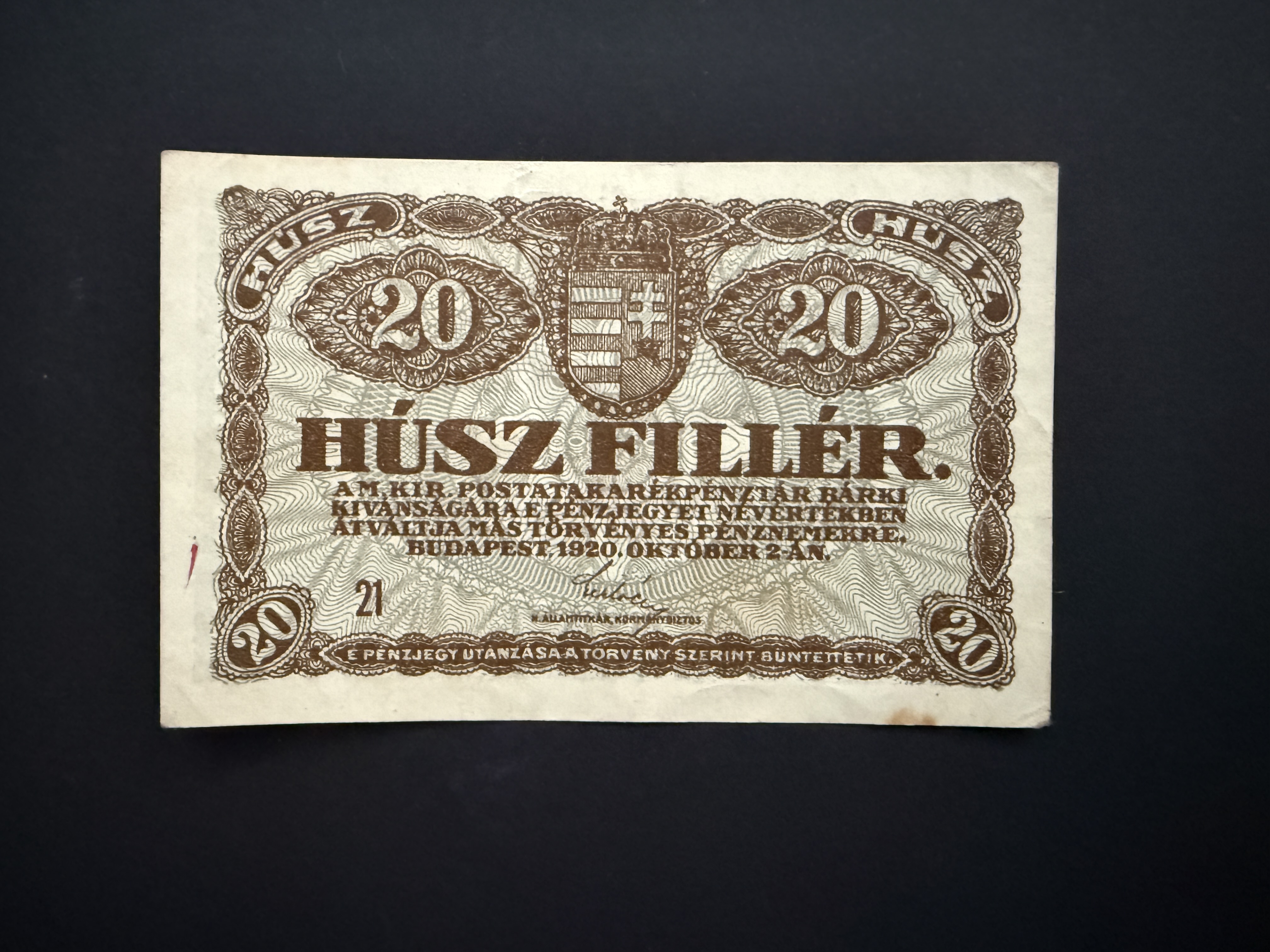 20 Fillér (1920) EF Adamo K1