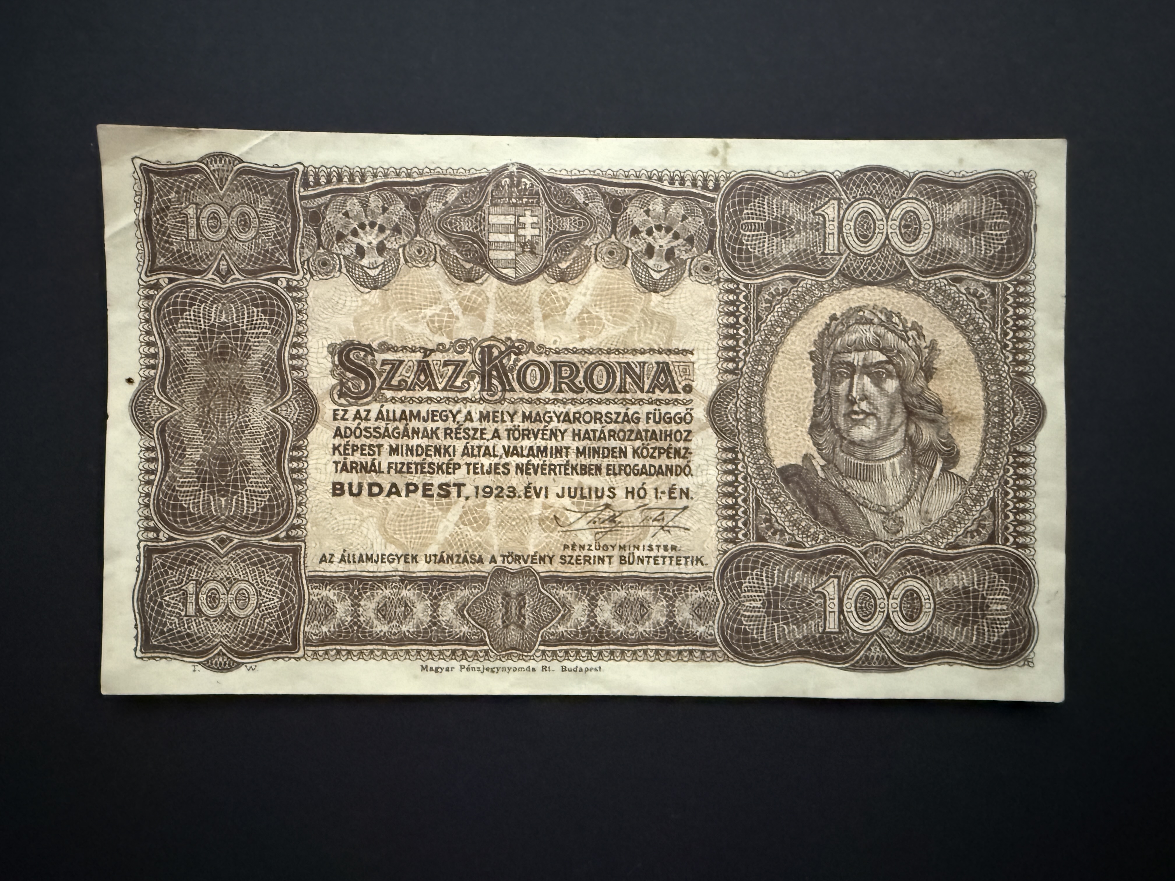100 Korona (1923) VF Adamo 30