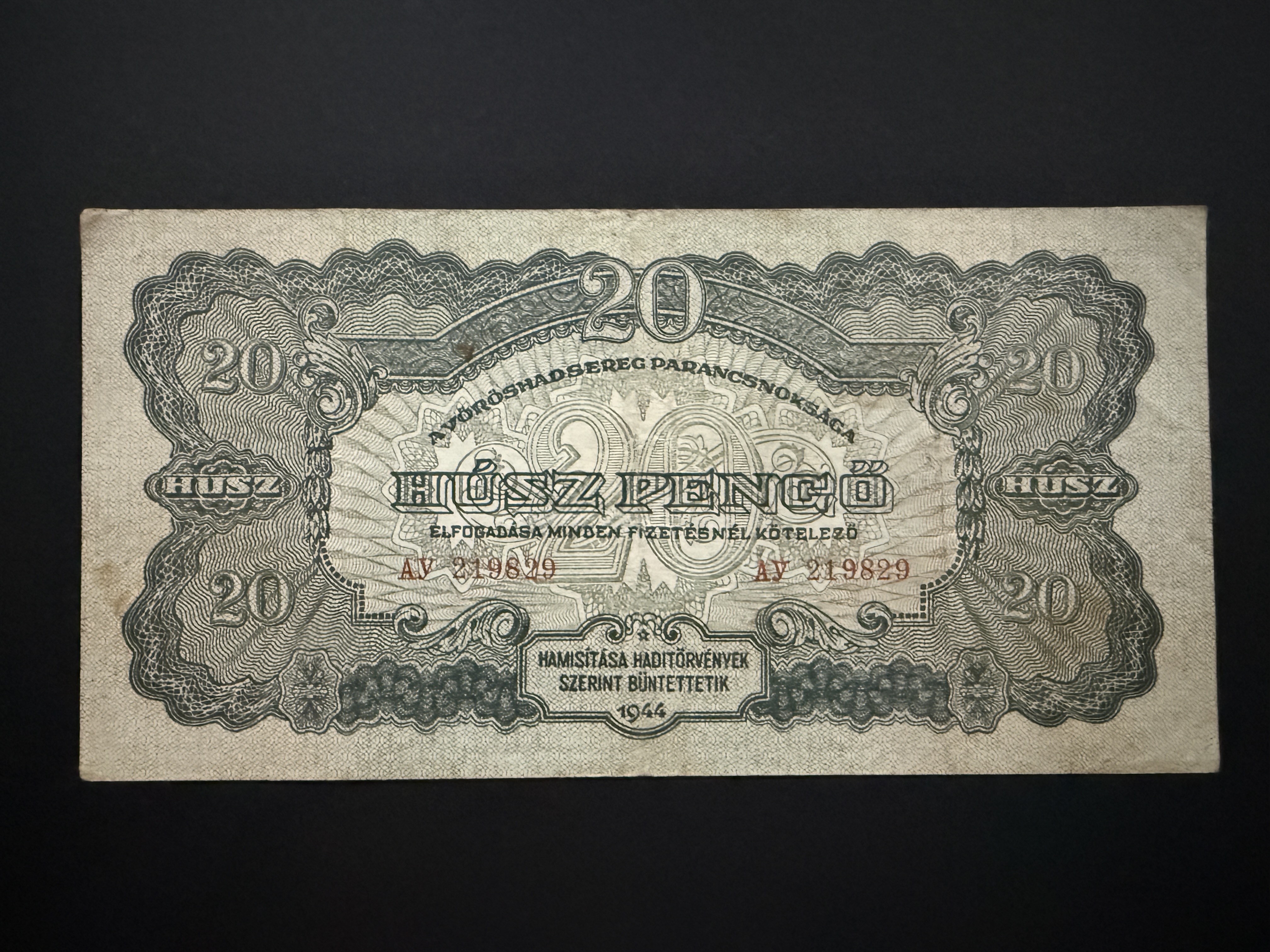 20 Pengő Vöröshadsereg (1944) Adamo P45 VF