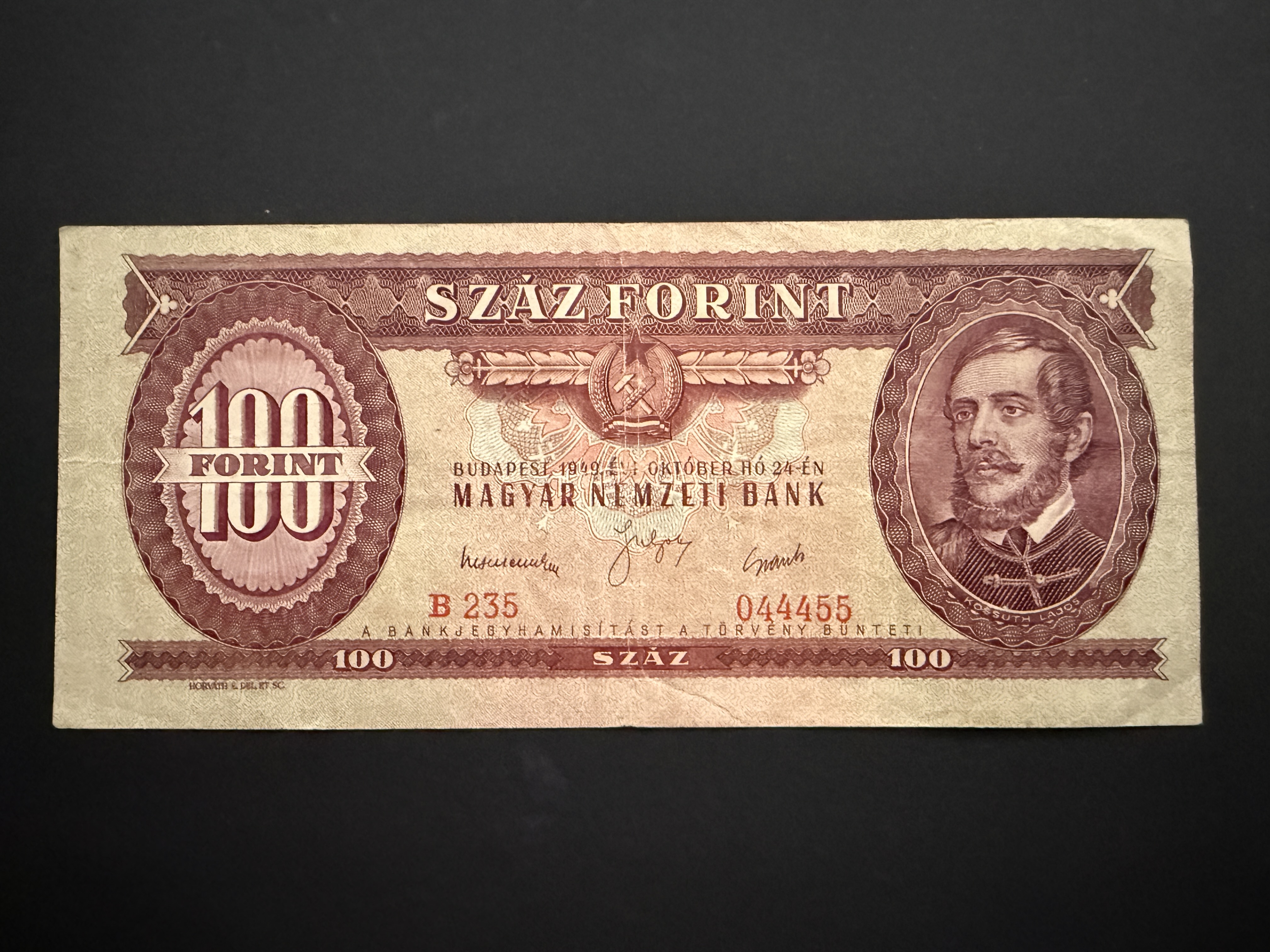 100 Forint (1949) VF Adamo F28