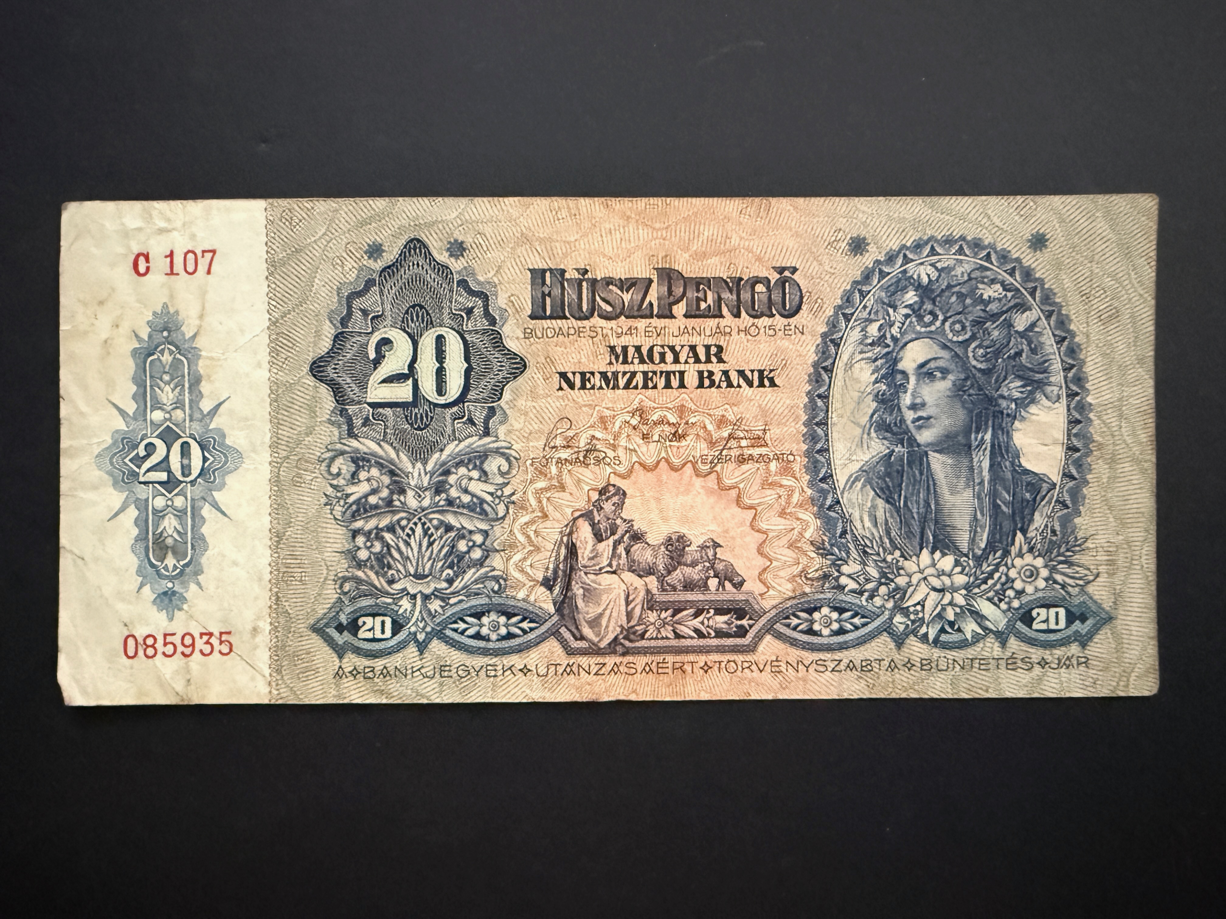 Húsz Pengő (1941) VF Adamo P12