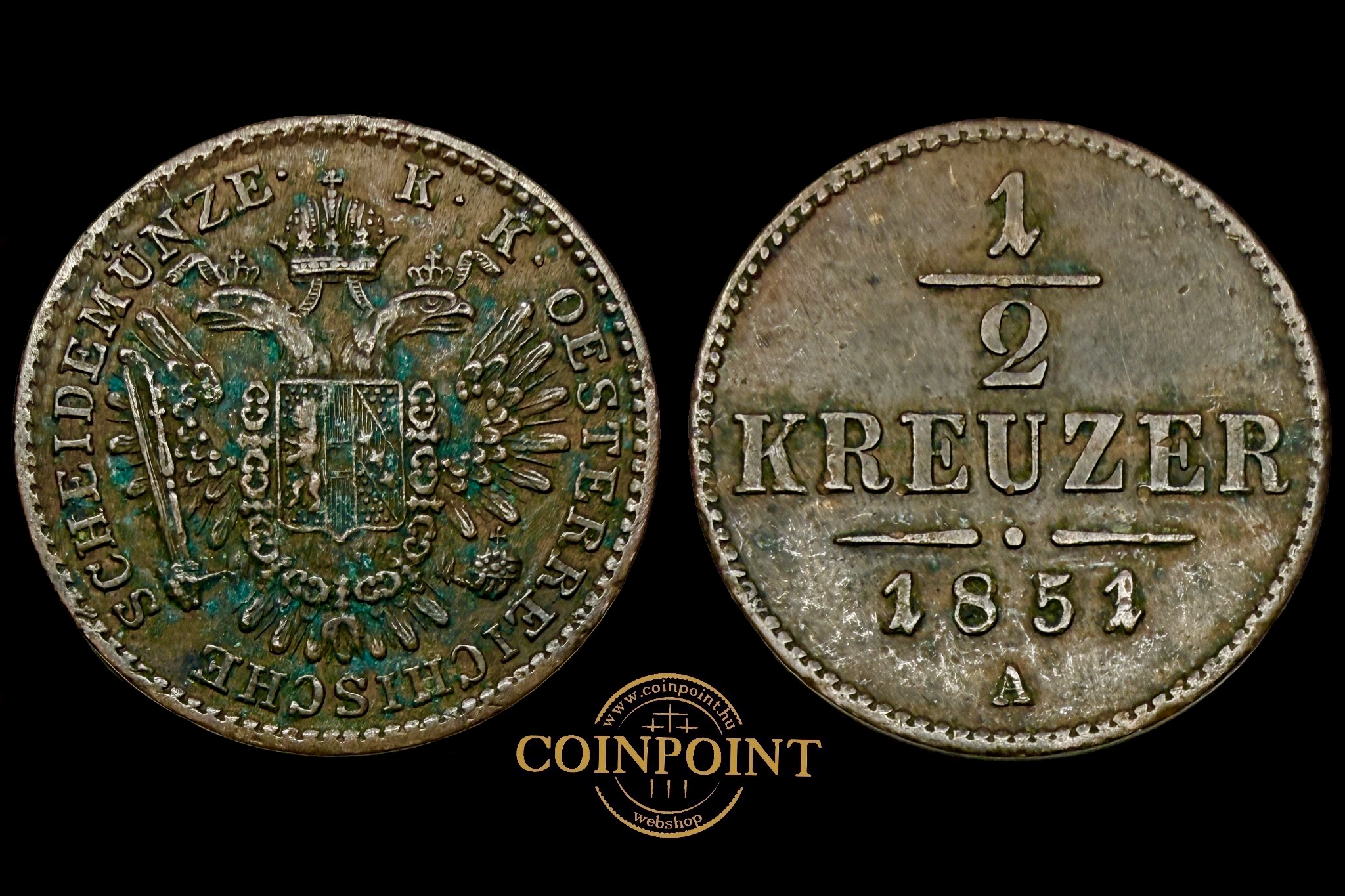 Ferenc József 1/2 Krajcár (1851)A KM 2181