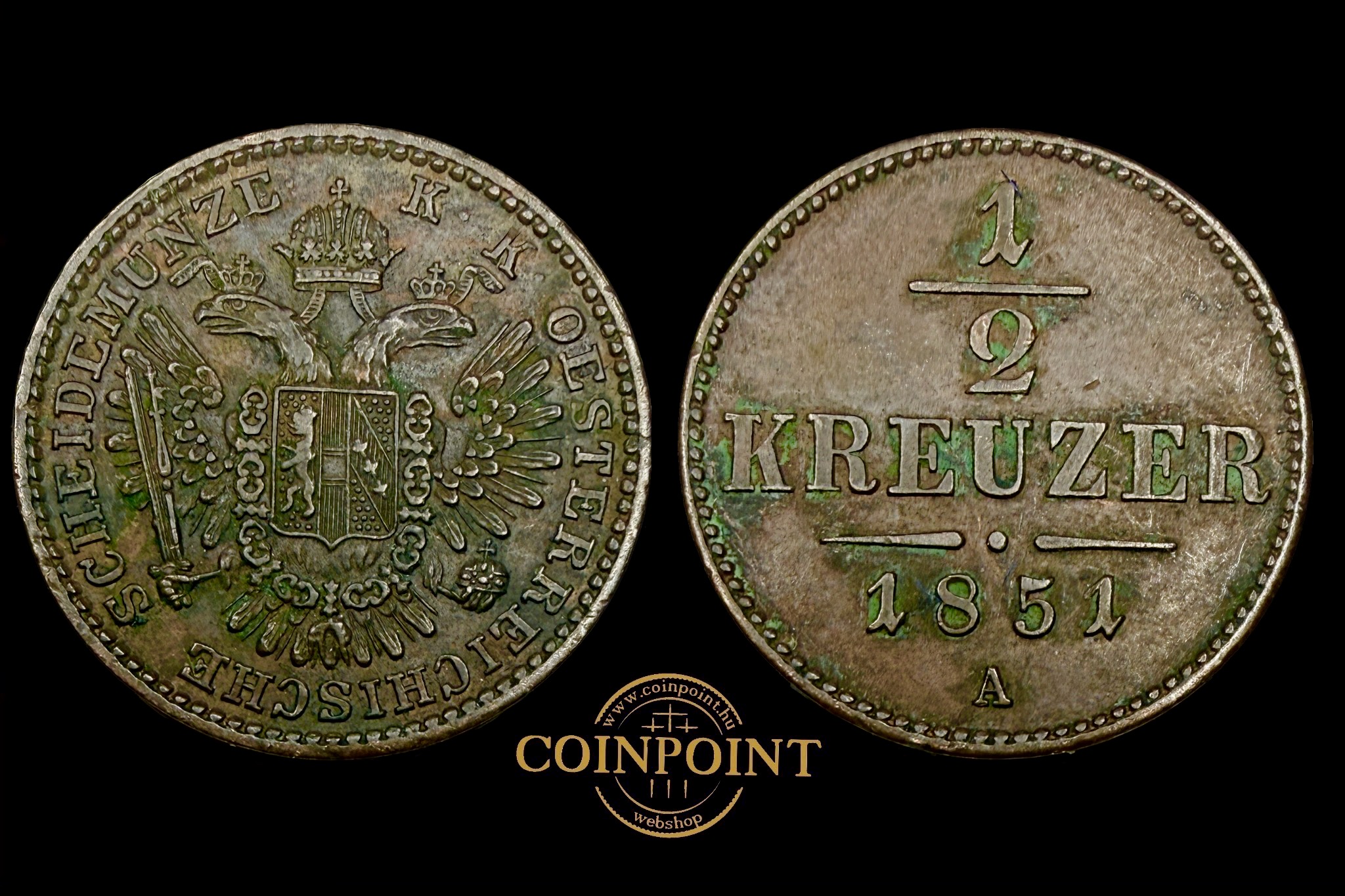 Ferenc József 1/2 Krajcár (1851)A KM 2181