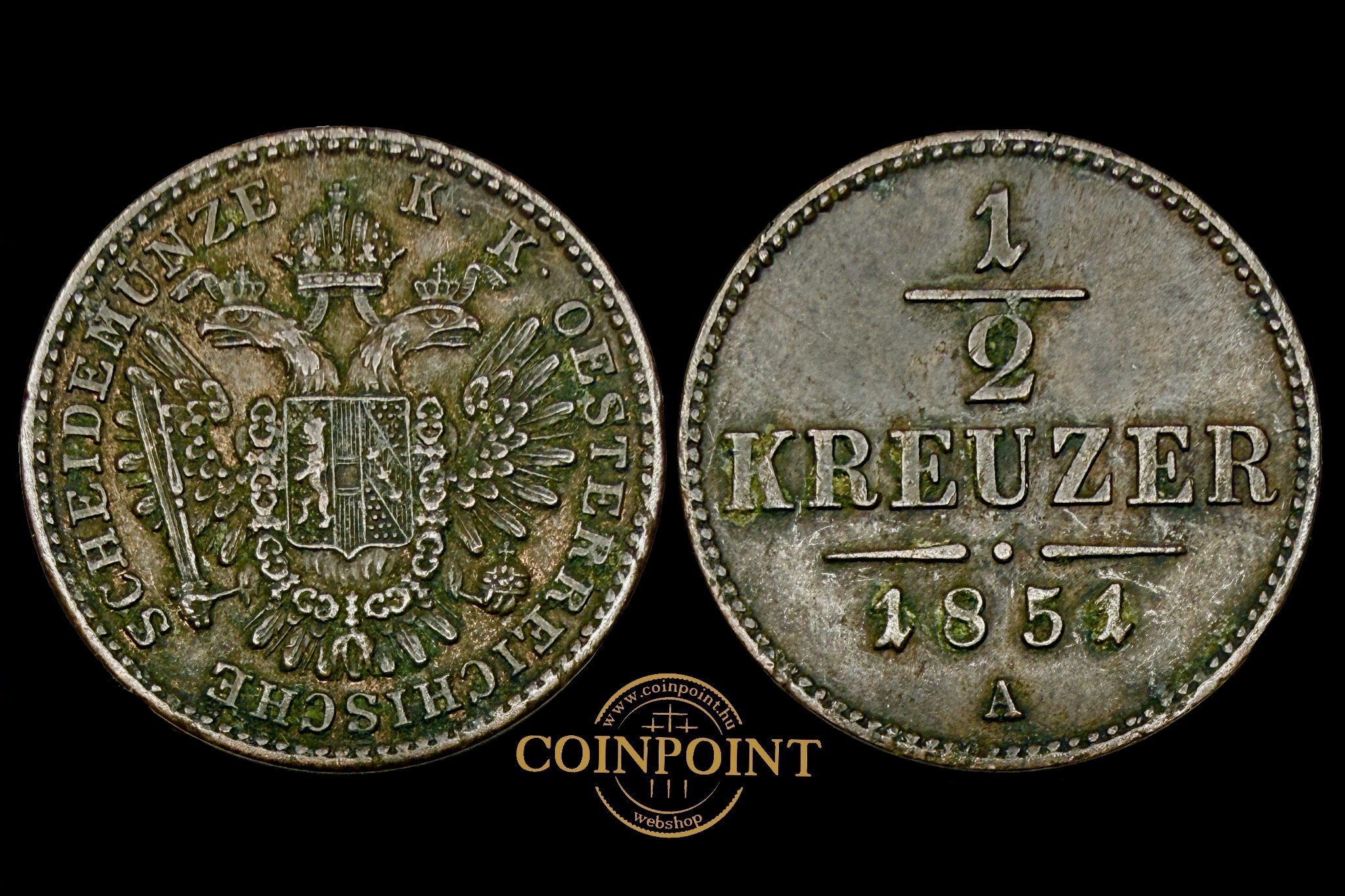 Ferenc József 1/2 Krajcár (1851)A KM 2181