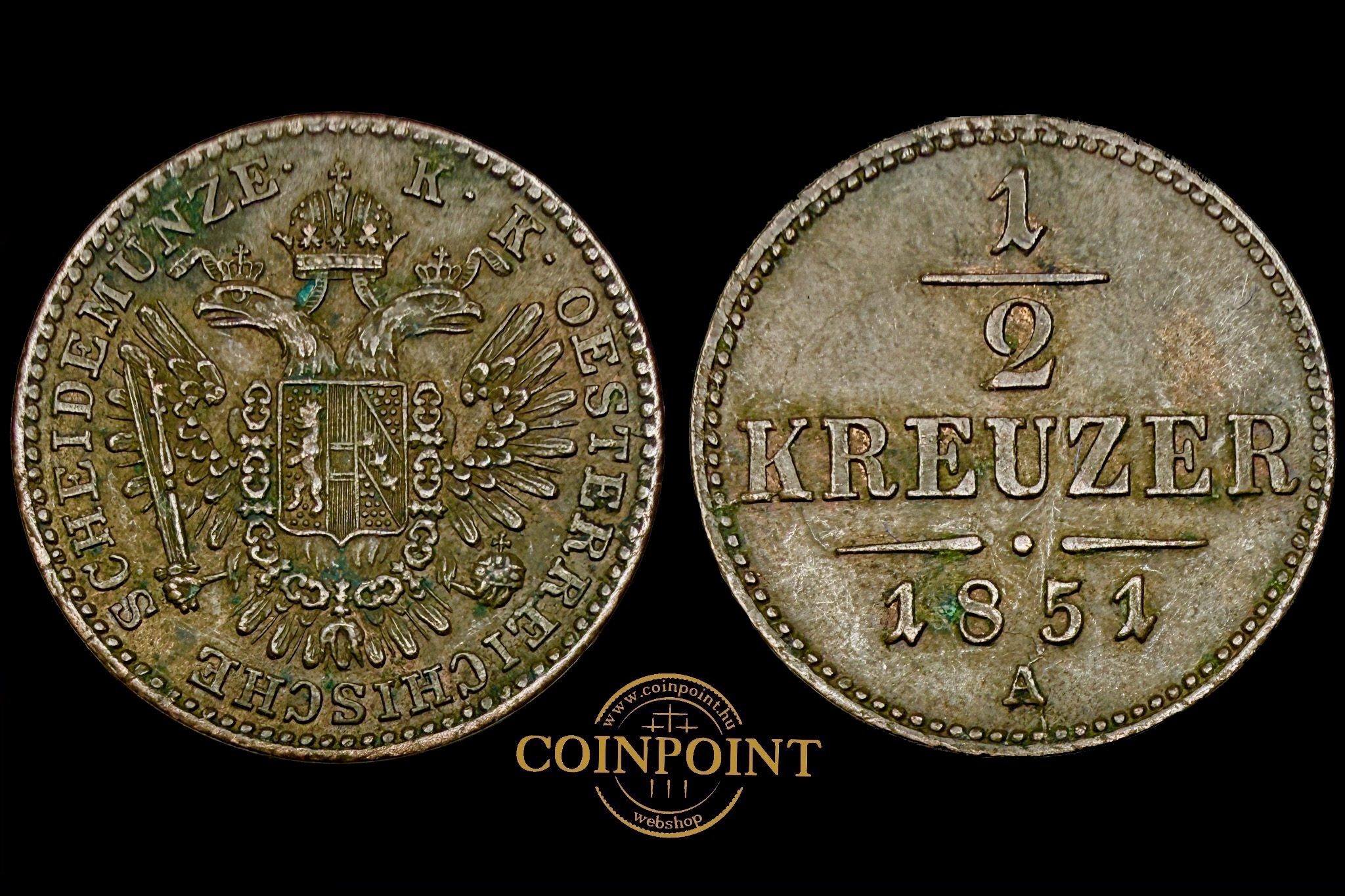 Ferenc József 1/2 Krajcár (1851)A KM 2181