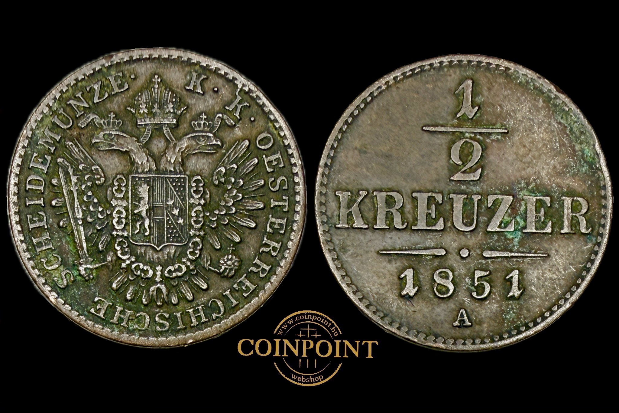 Ferenc József 1/2 Krajcár (1851)A KM 2181