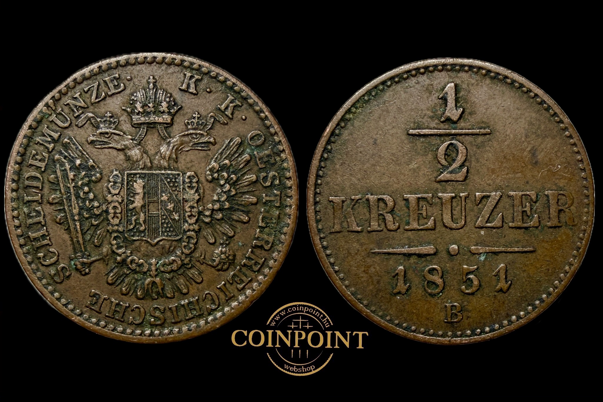 Ferenc József 1/2 Krajcár (1851)B ÉH-1449