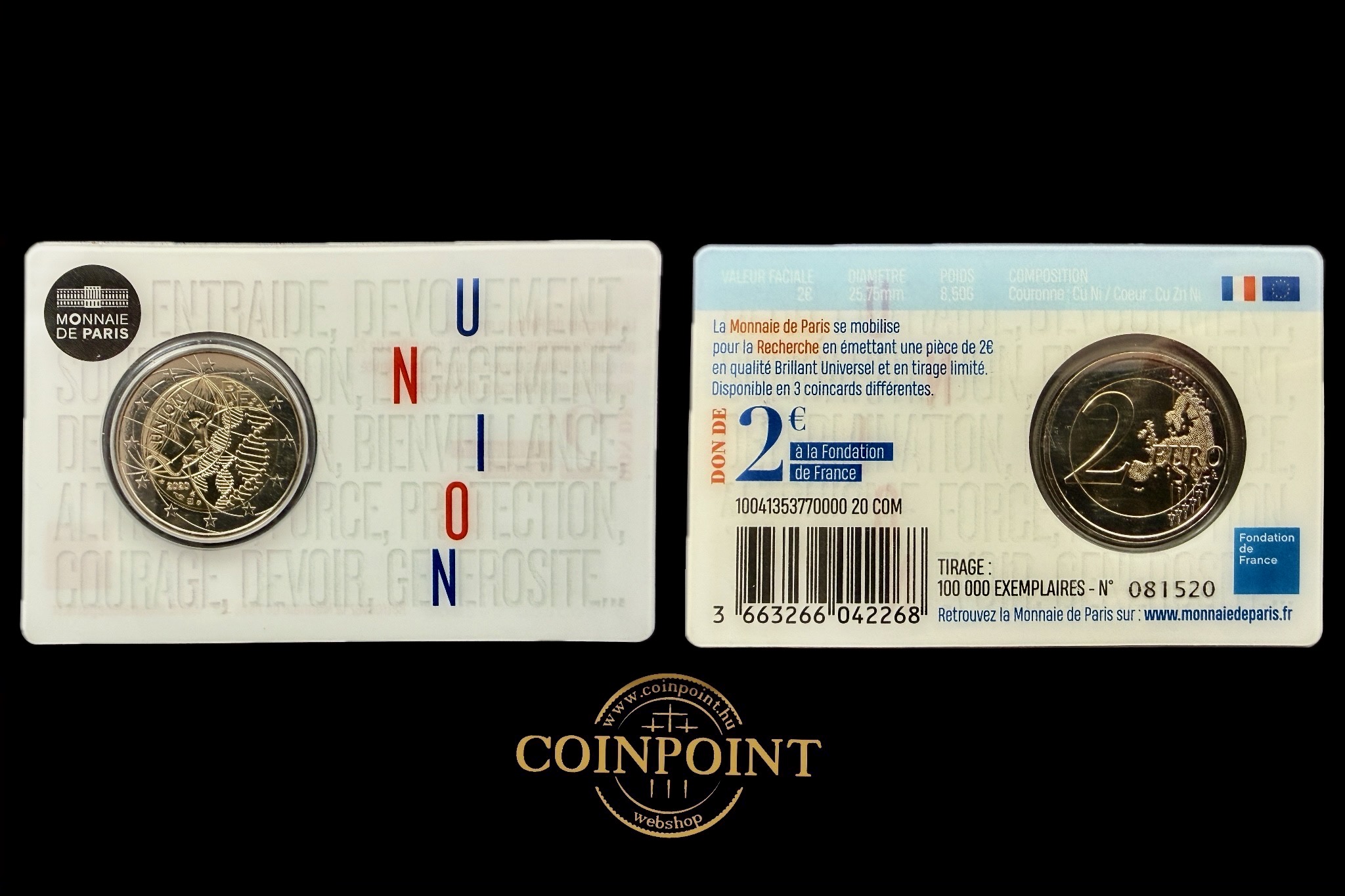 2 Euro 2020 Unionós Francia díszkiadásban UNC