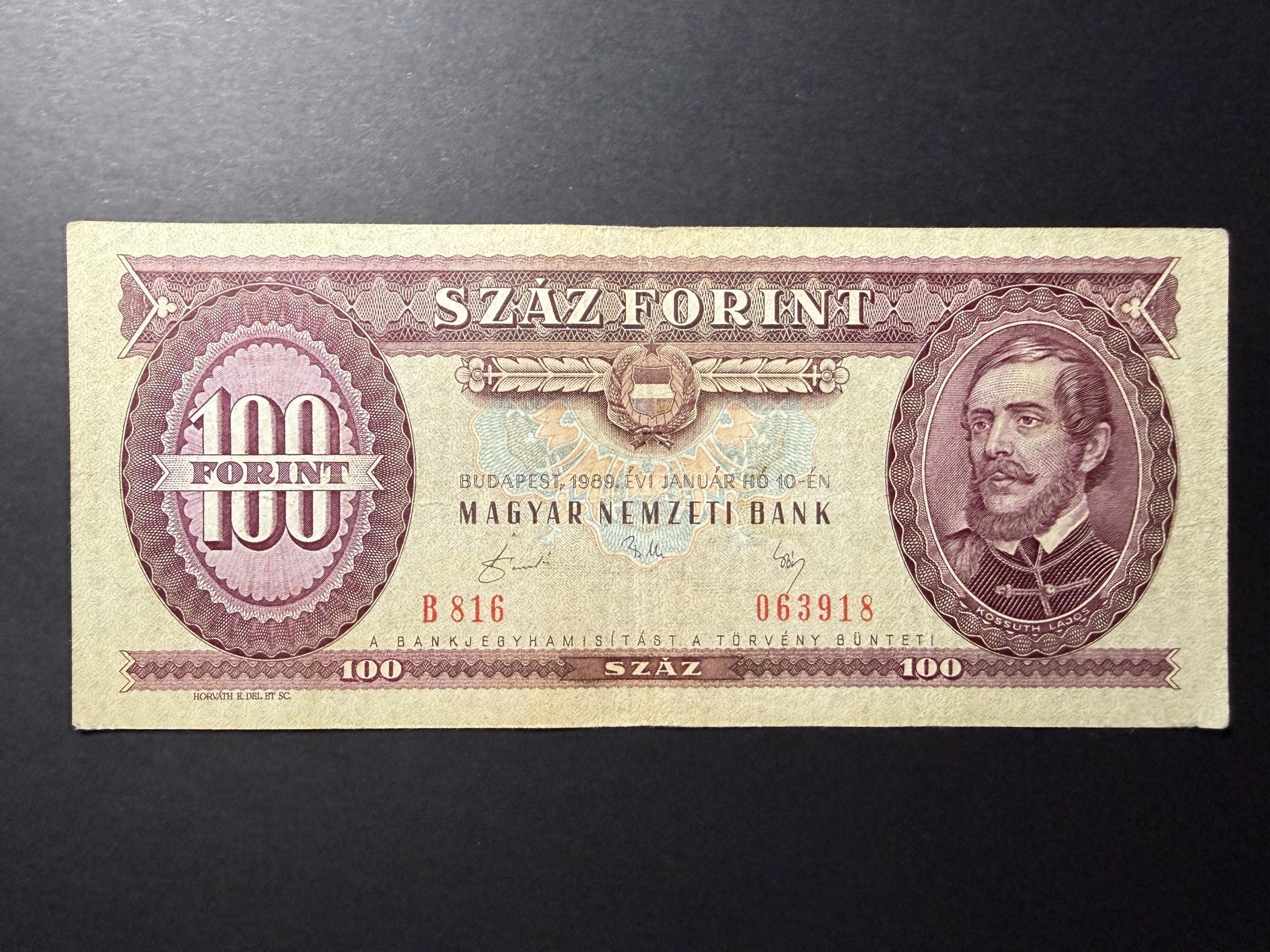 100 Forint (1989) VF Adamo F36
