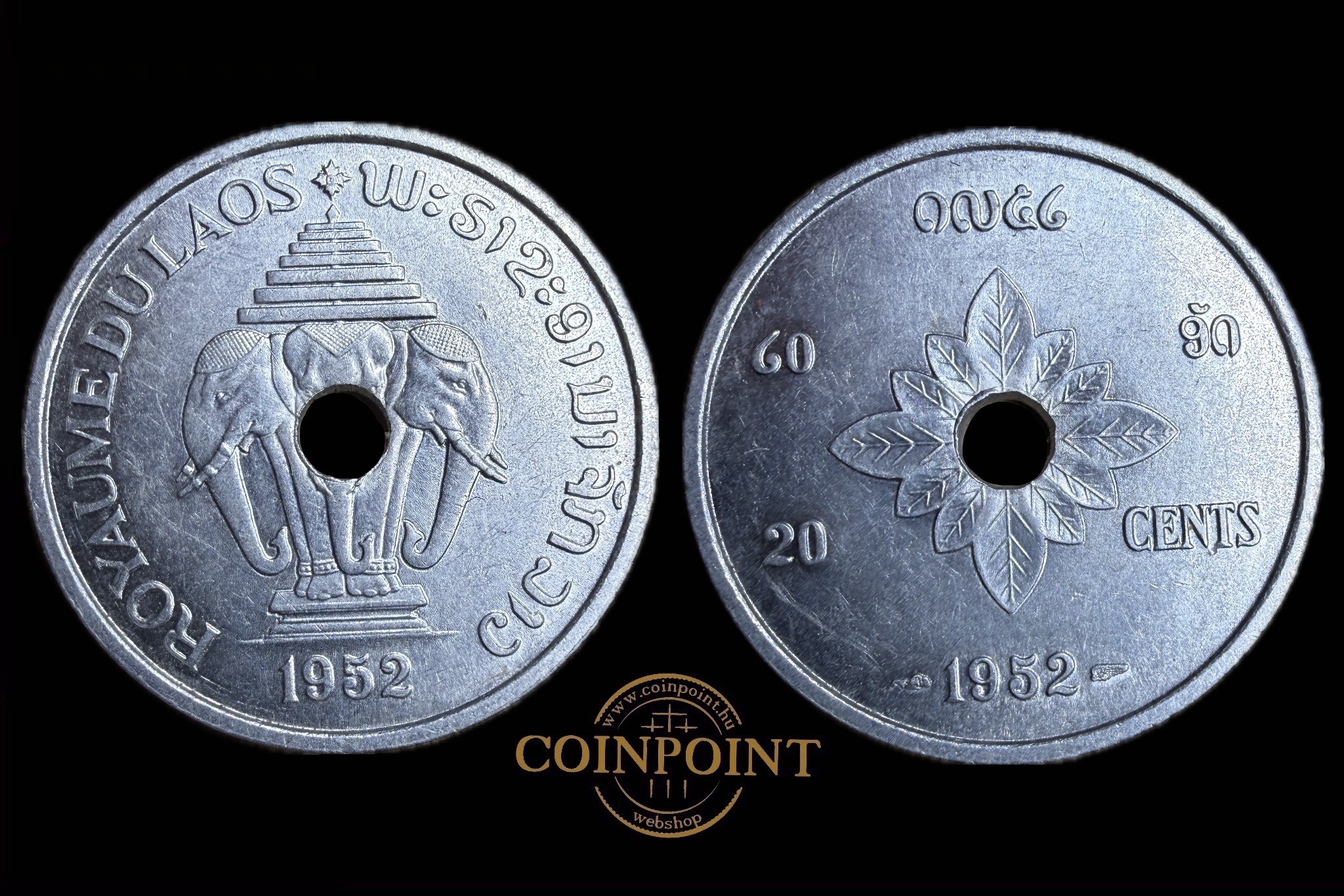 Laos 20 Cents 1952 UNC