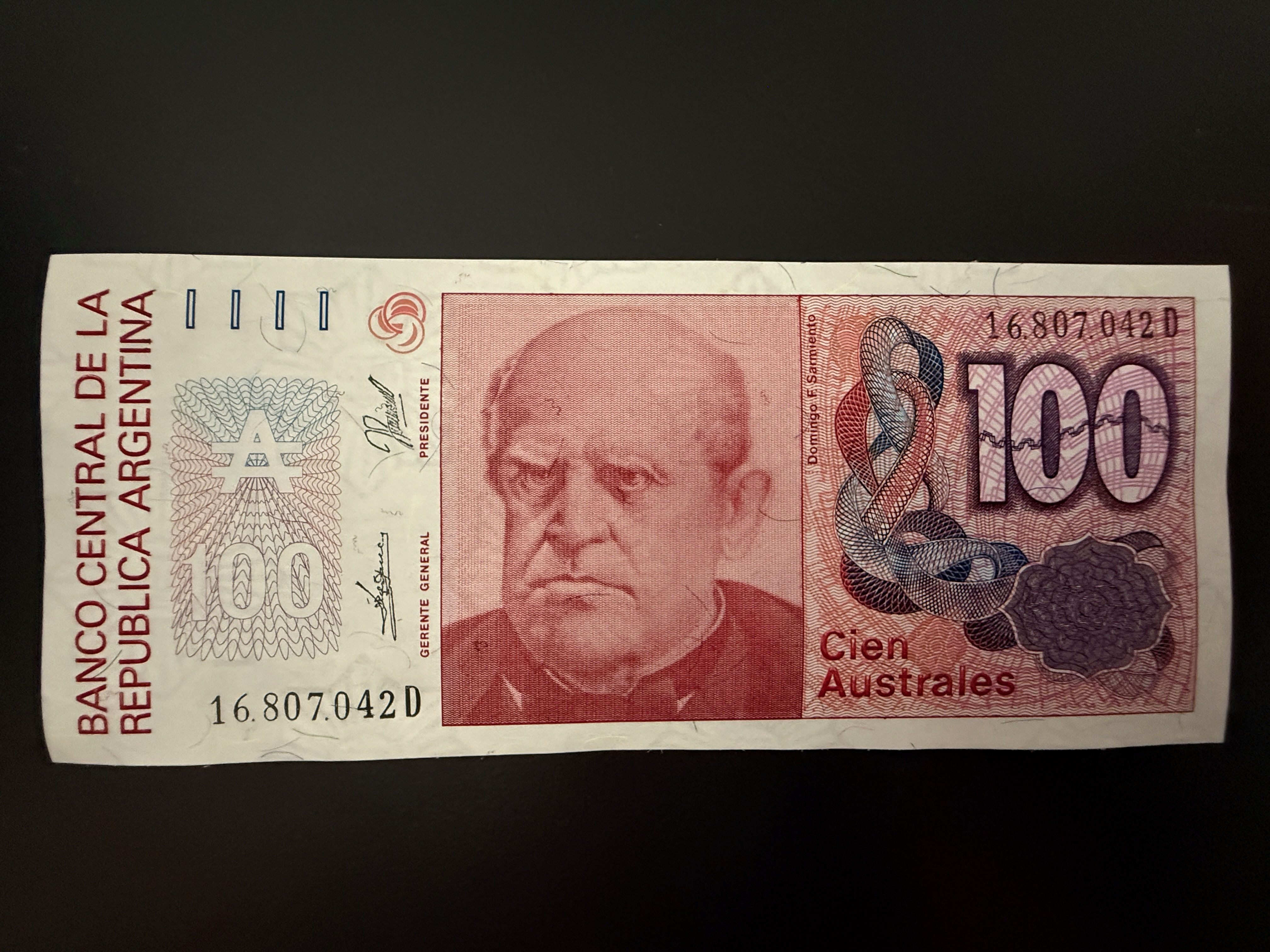 ARGENTINA 100 Australes ND (1985-1990) (P.327) UNC - Series D