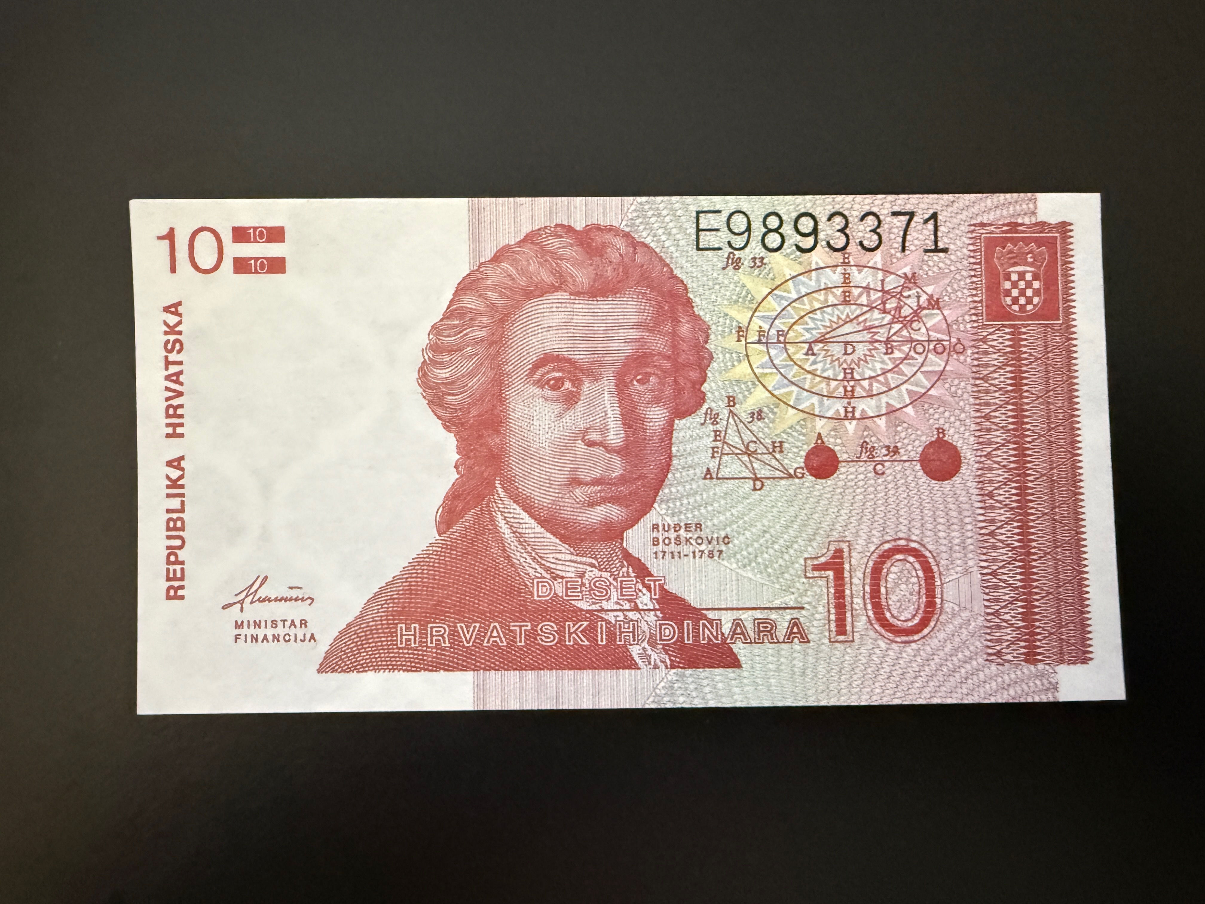 CROATIA 10 Hrvatskih Dinara 8.10.1991 (P.18) UNC