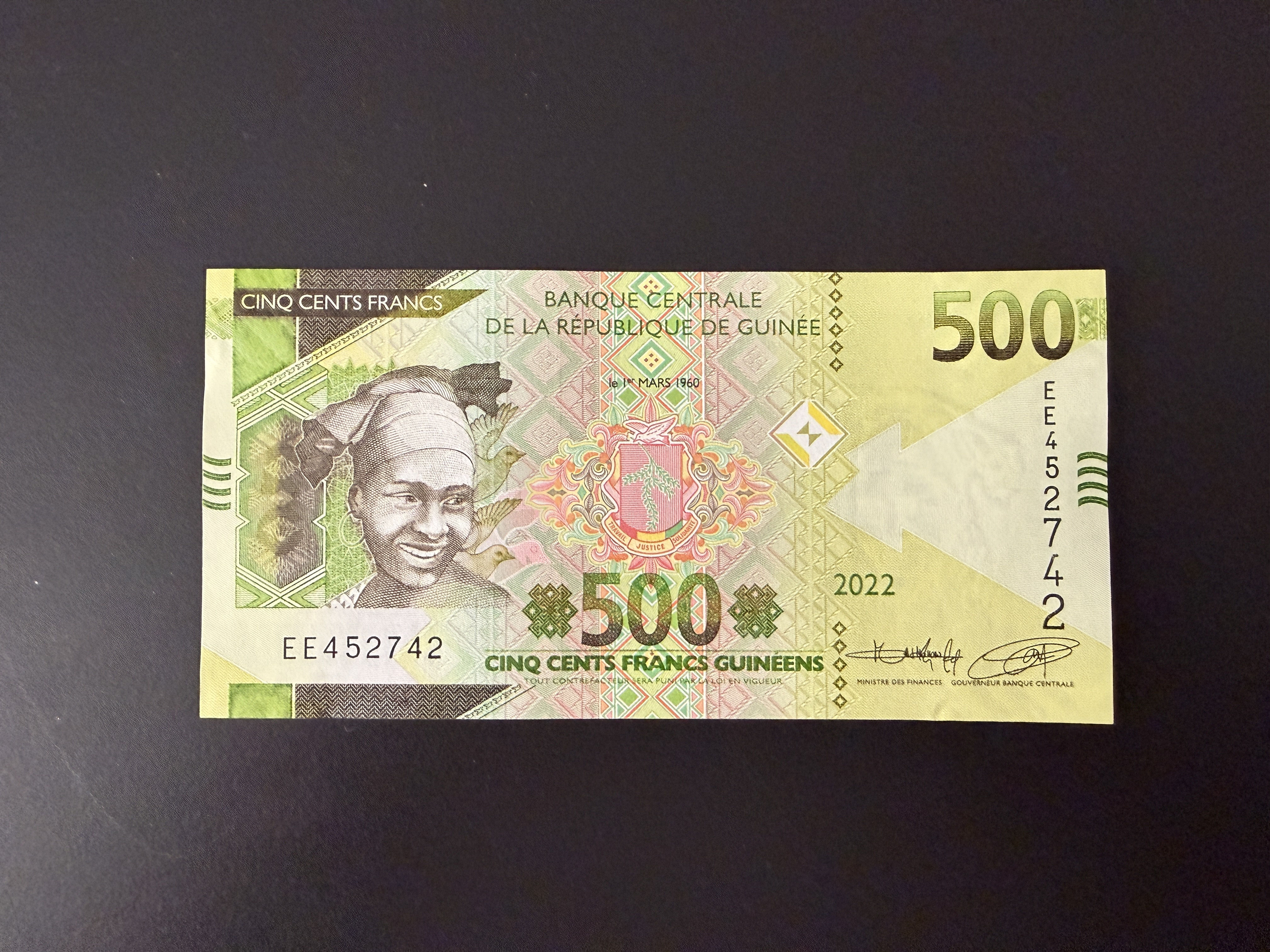 GUINEA 500 Francs 2022 (P.51b) UNC