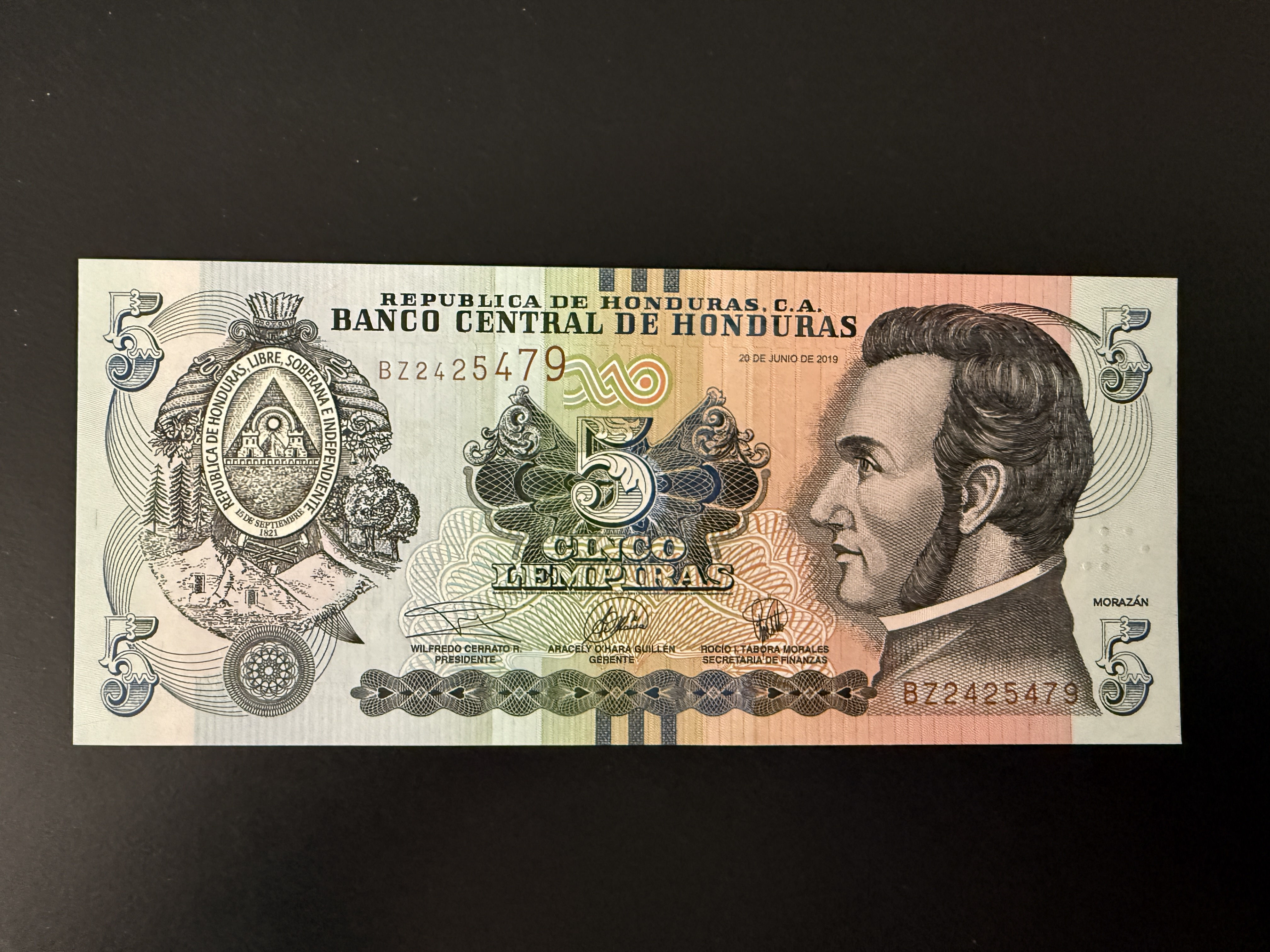 HONDURAS 5 Lempiras 20.6.2019 (2021) (P.98) UNC