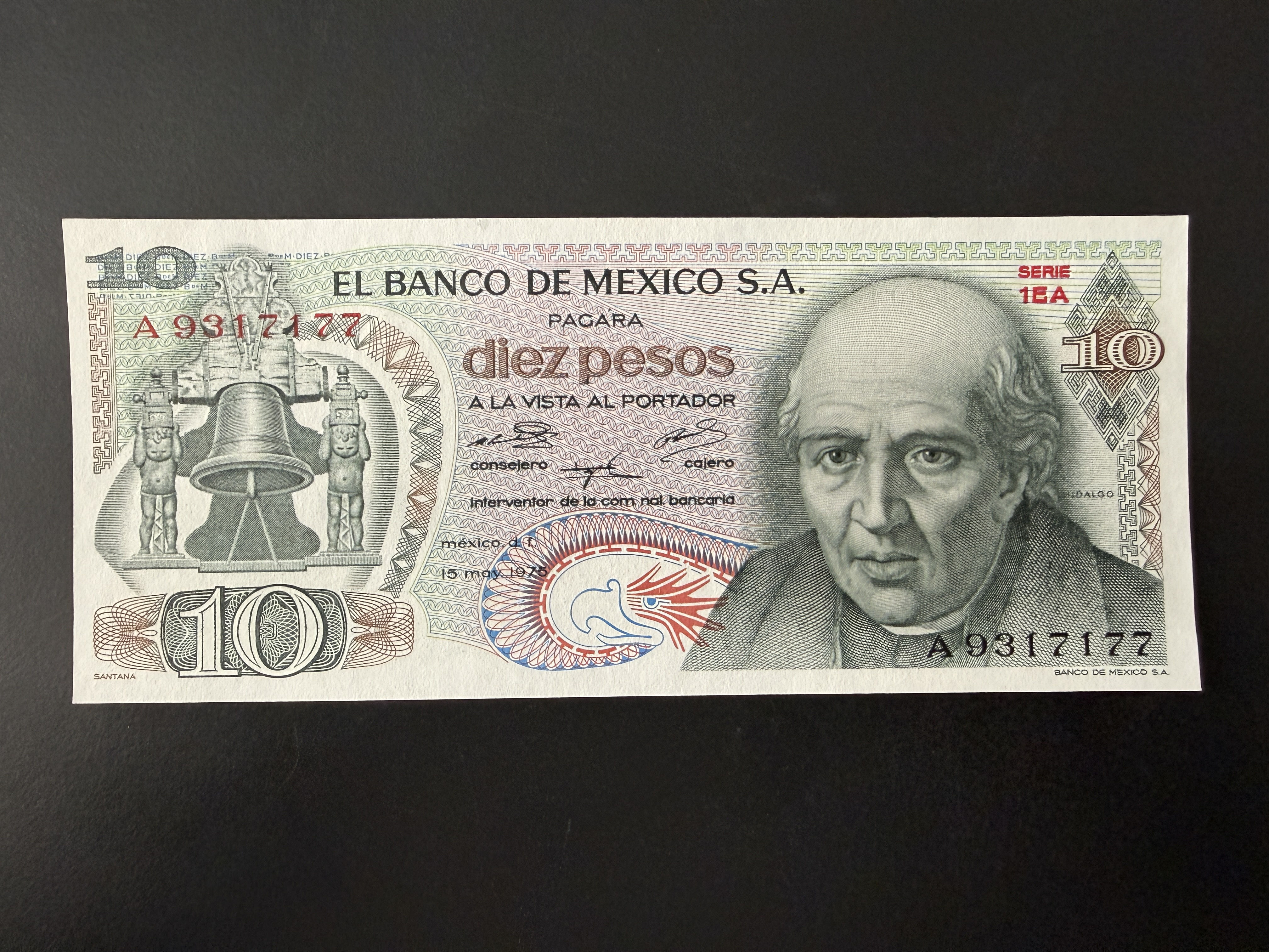 MEXICO 10 Pesos 15.5.1975 (P.63) UNC - Serie 1EA