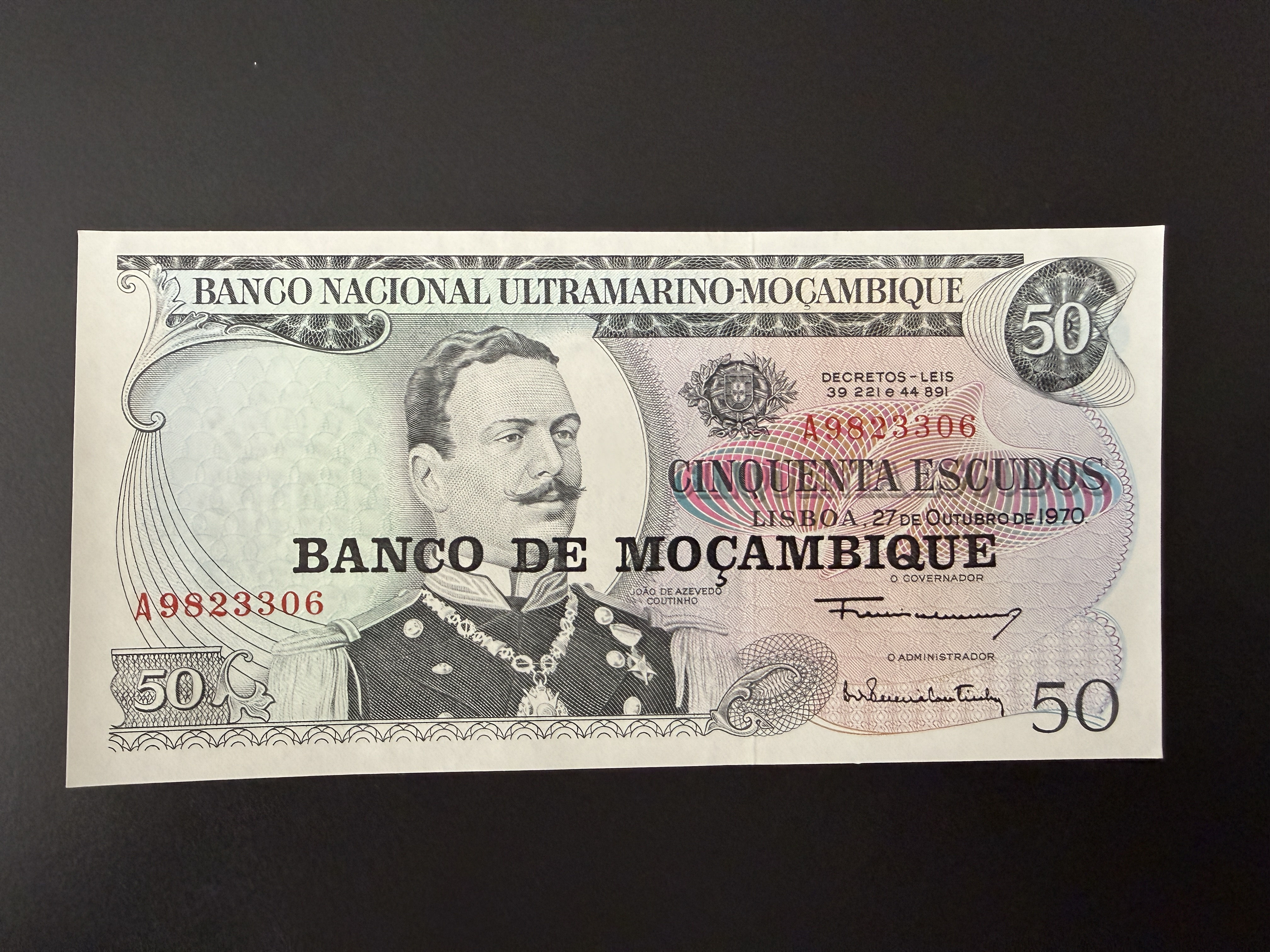 MOZAMBIQUE 50 Escudos 1976 (P.116) UNC - Banco de Moçambique Overprint