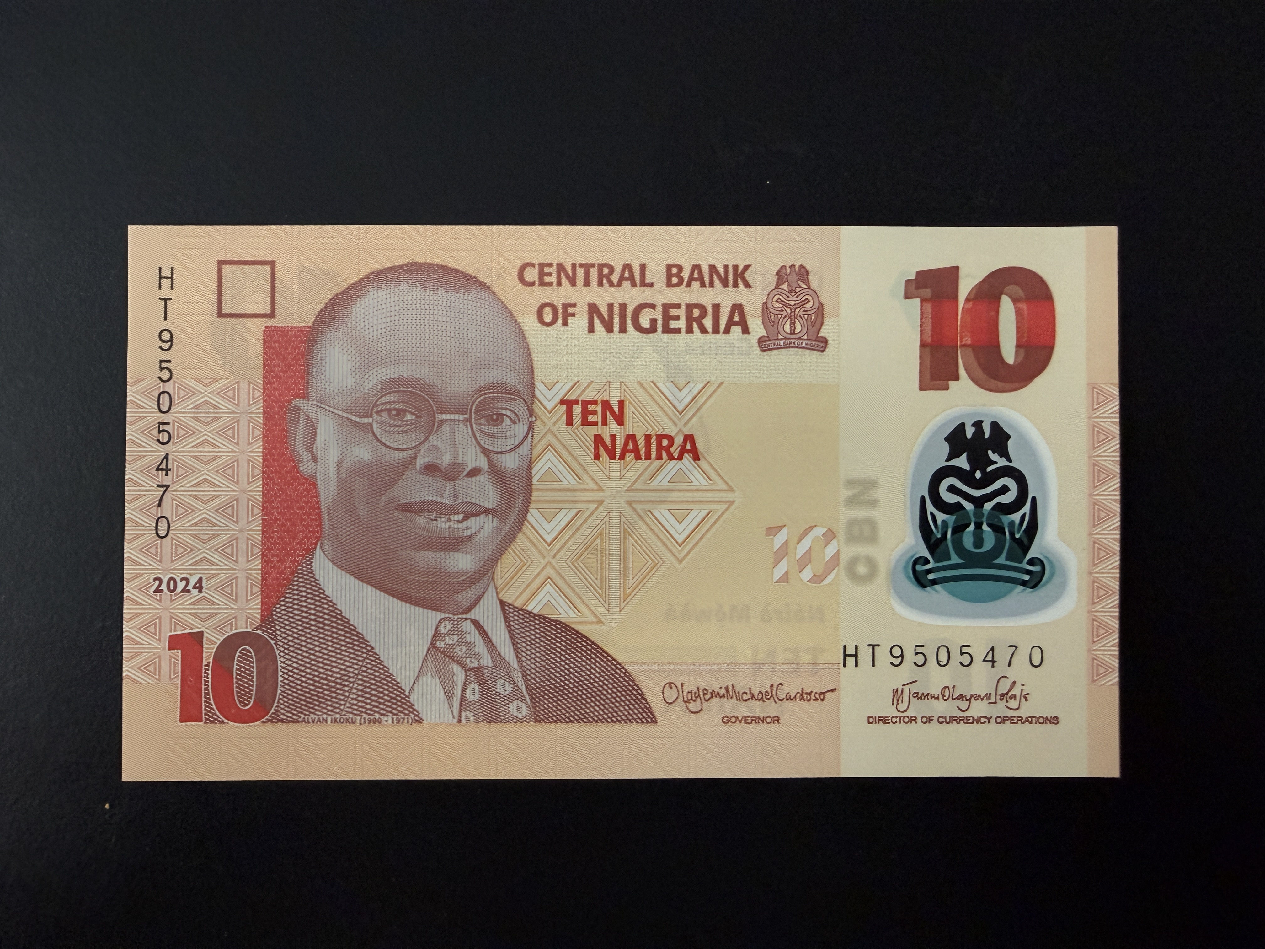 NIGERIA 10 Naira 2024 (P.39) UNC - polymer