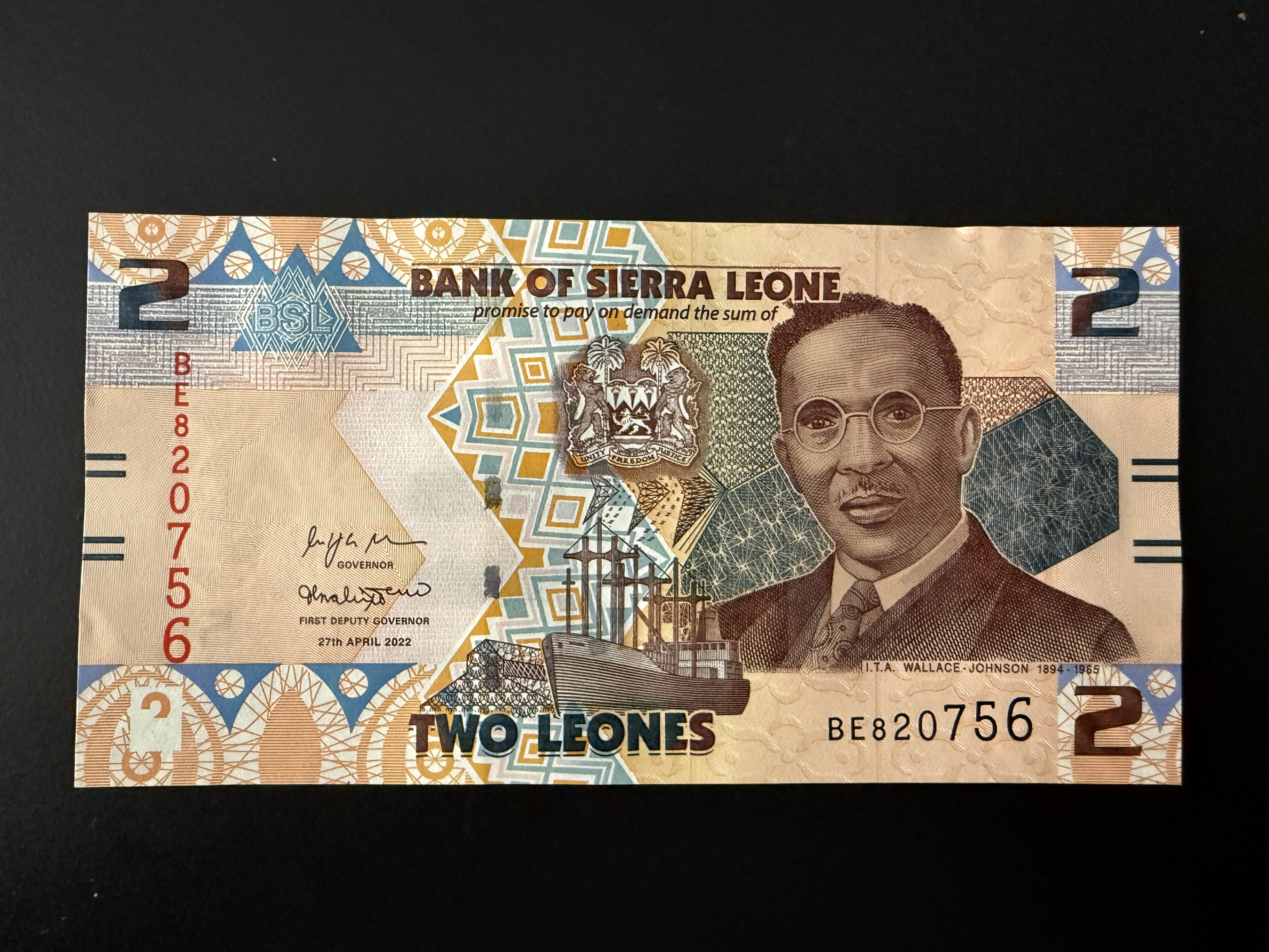 SIERRA LEONE 2 Leones 27.4.2022 (P.35) UNC