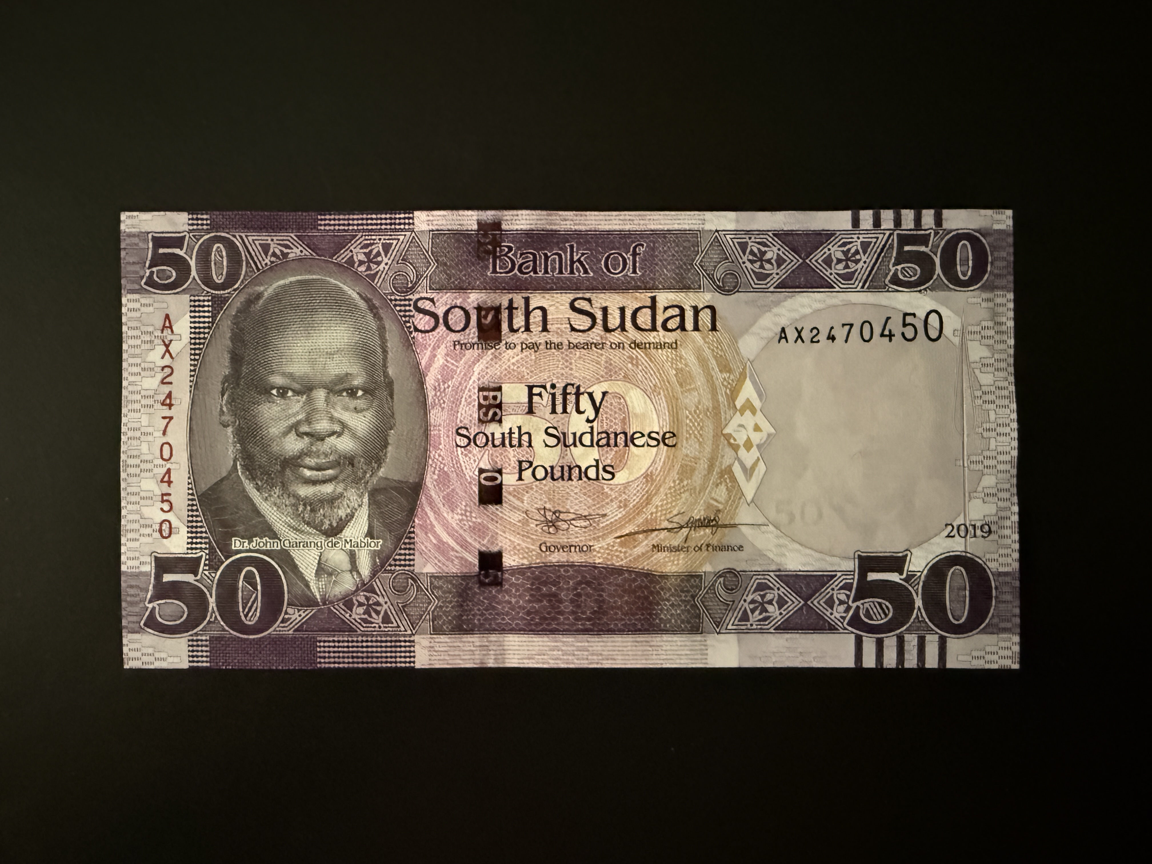 South Sudan 50 Pounds John Garang de Mabior 2019 P.14d UNC