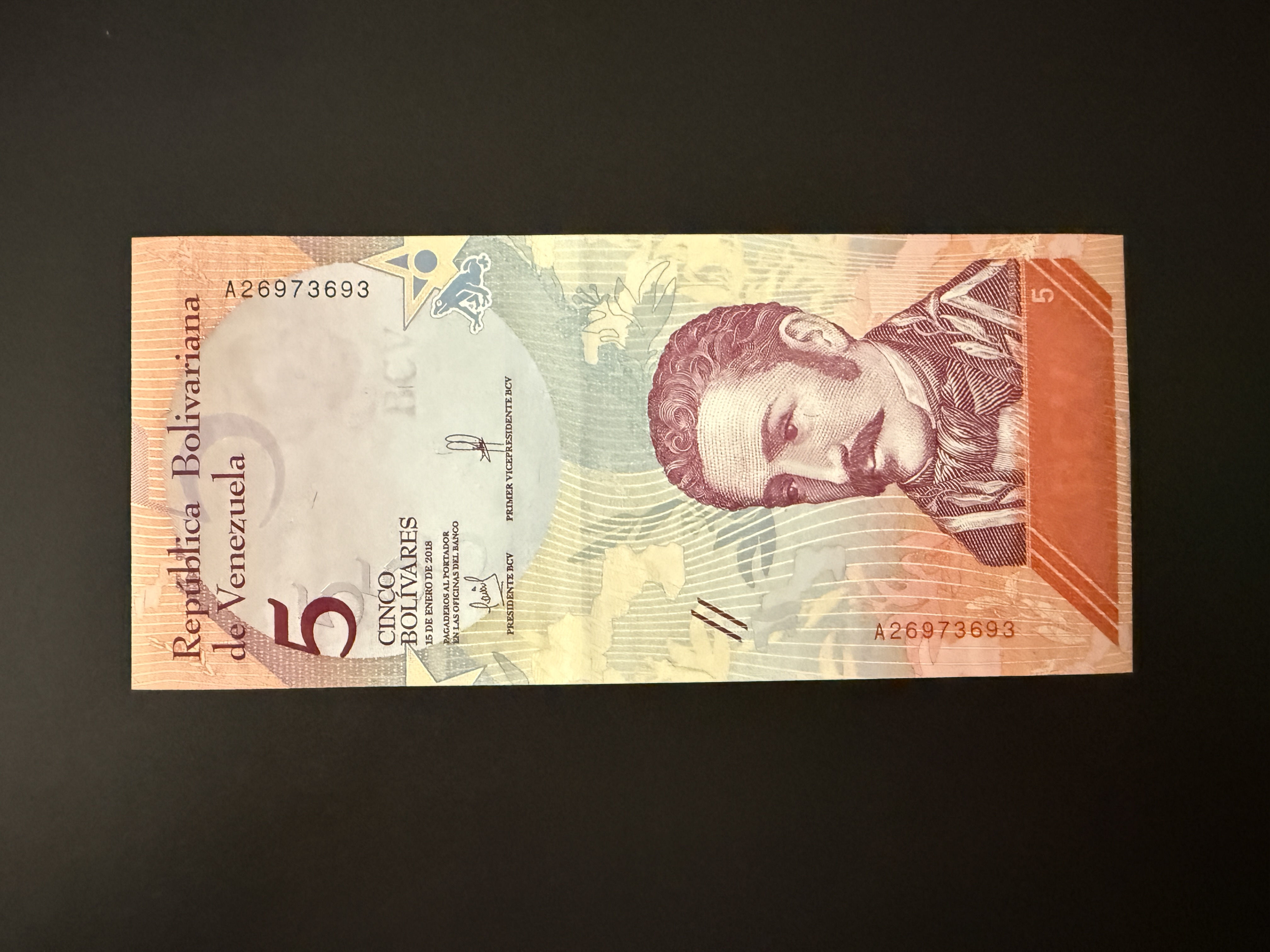 VENEZUELA 5 Bolivares 15.1.2018 (P.102) UNC