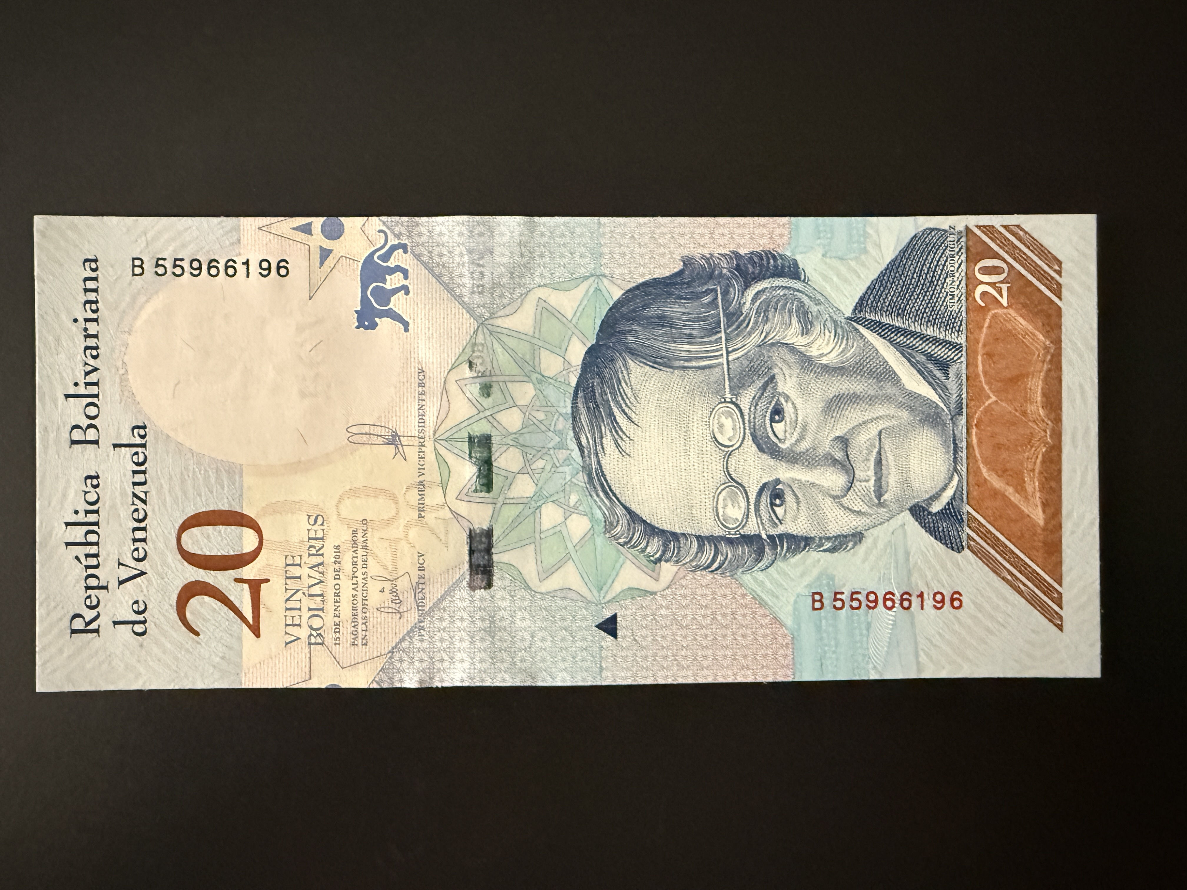 VENEZUELA 20 Bolivares 15.1.2018 (P.104) UNC