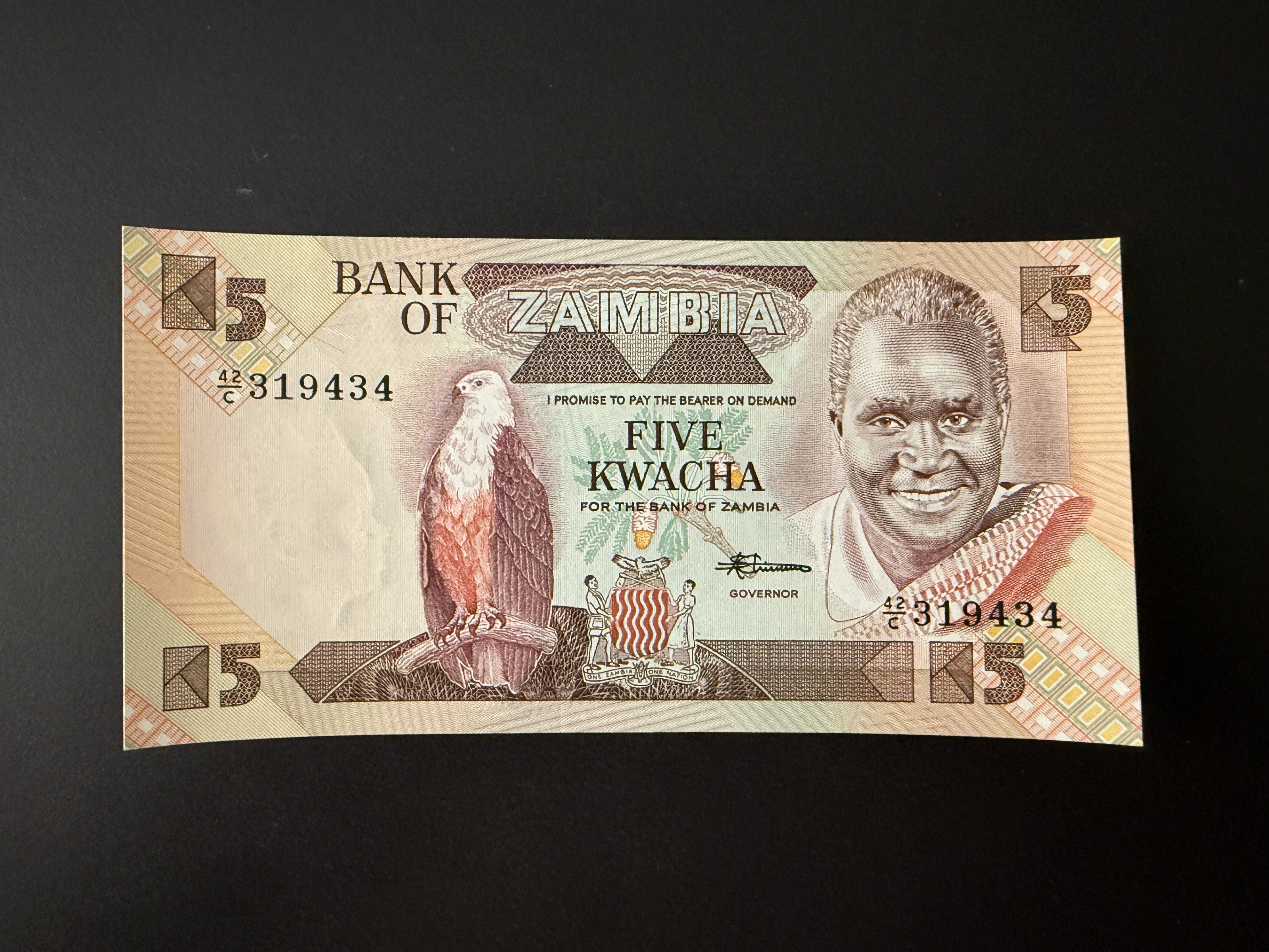 ZAMBIA 5 Kwacha ND (1986-1987) (P.25) UNC