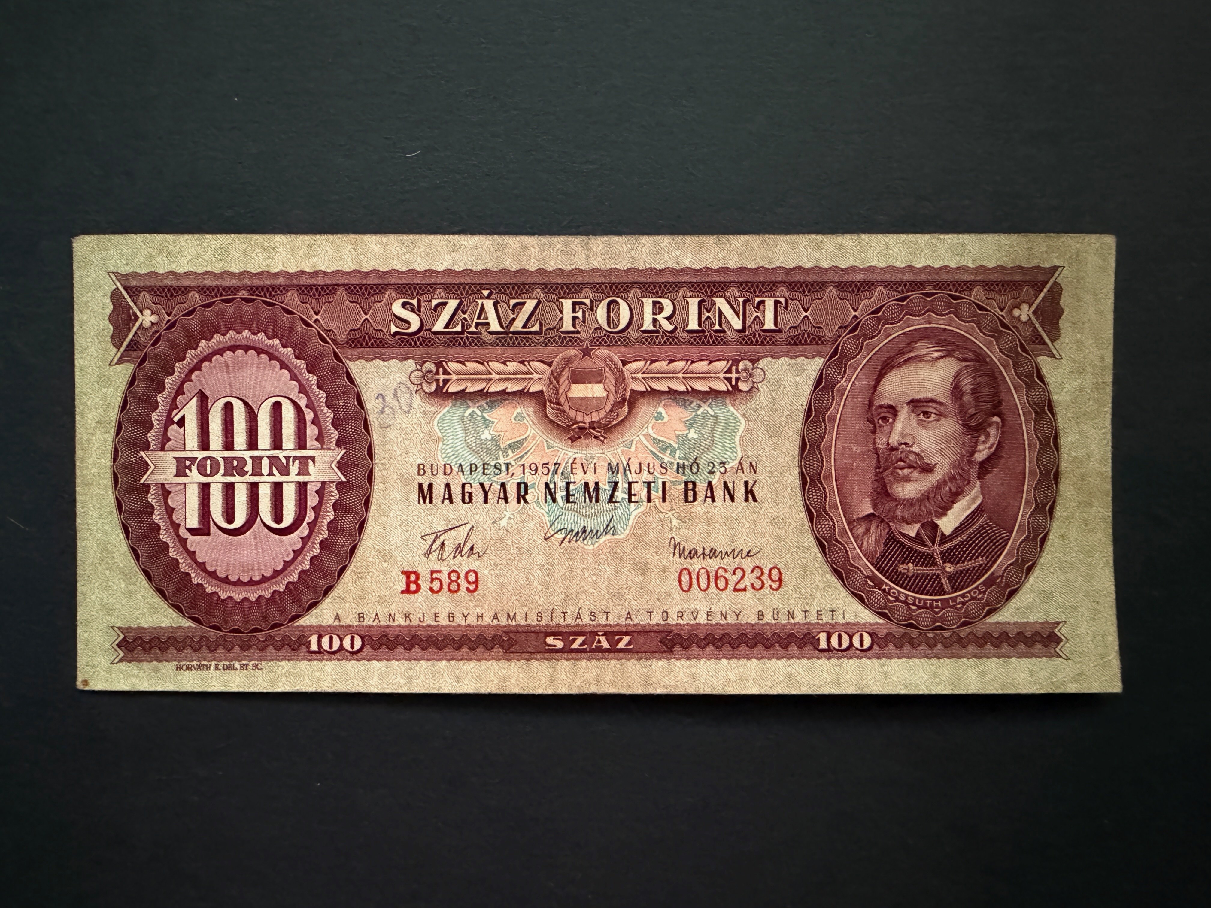 100 Forint 1957 VF Adamo F29