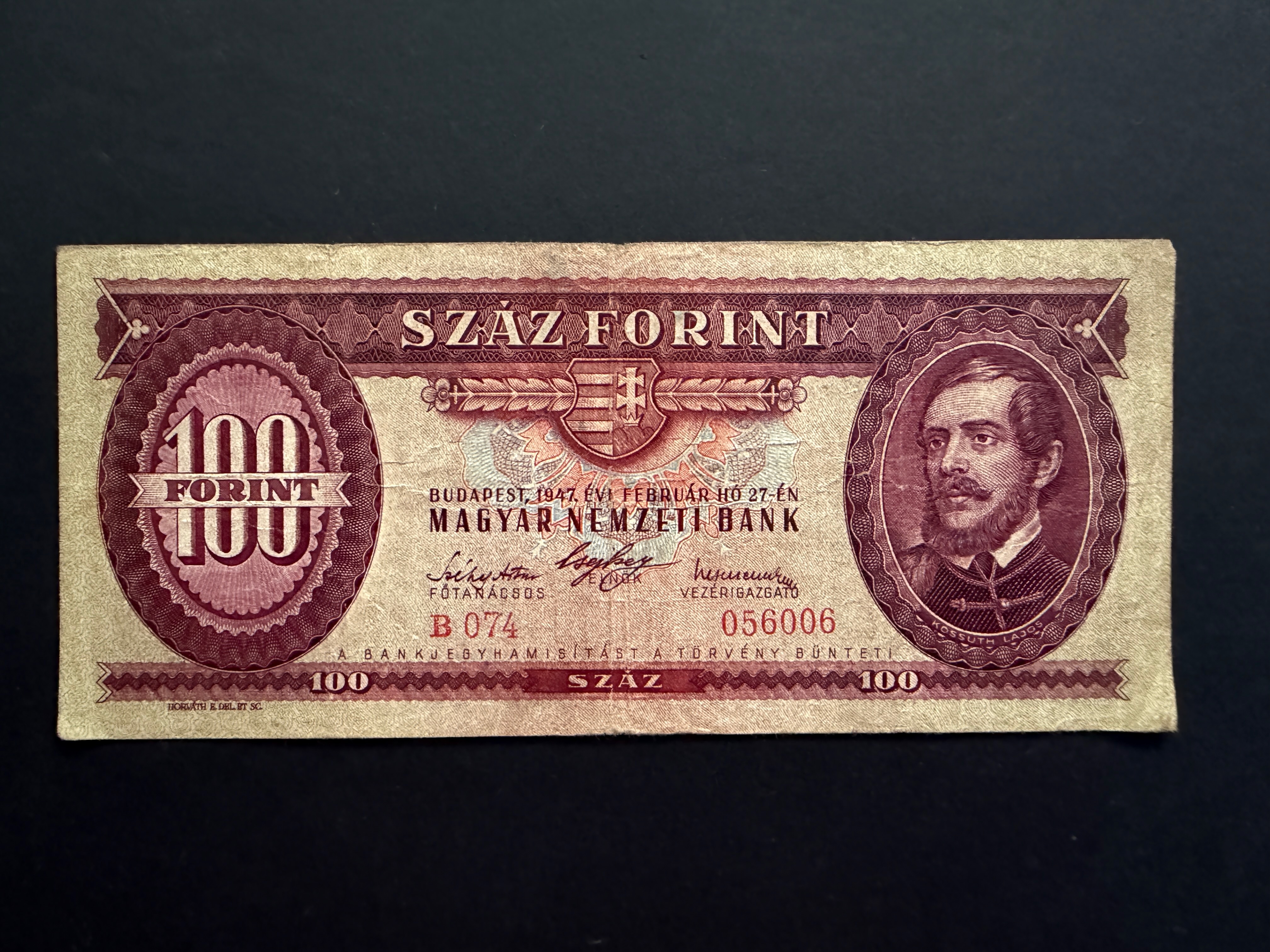 100 Forint (1949) F Adamo F27