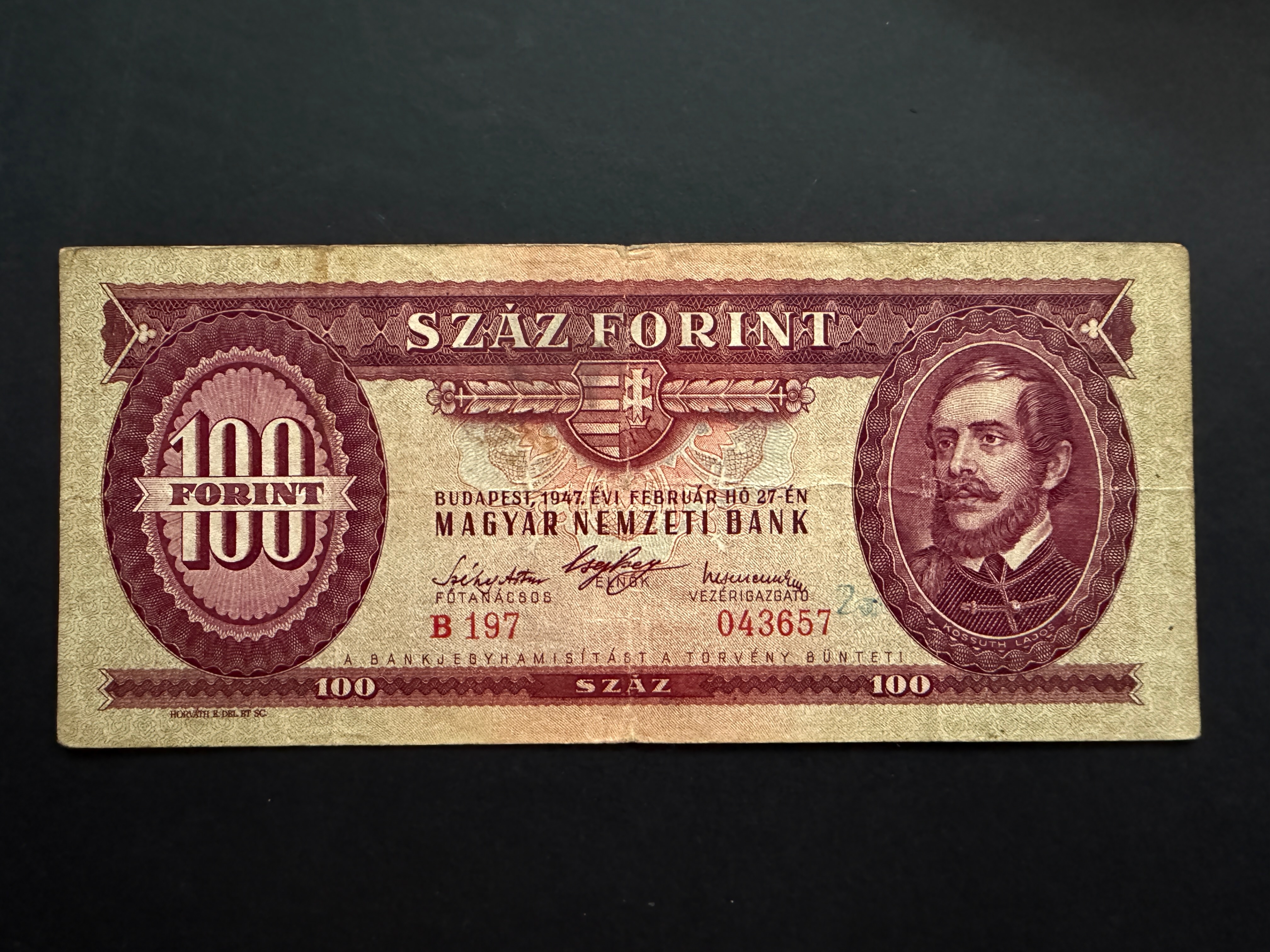 100 Forint (1949) F Adamo F27