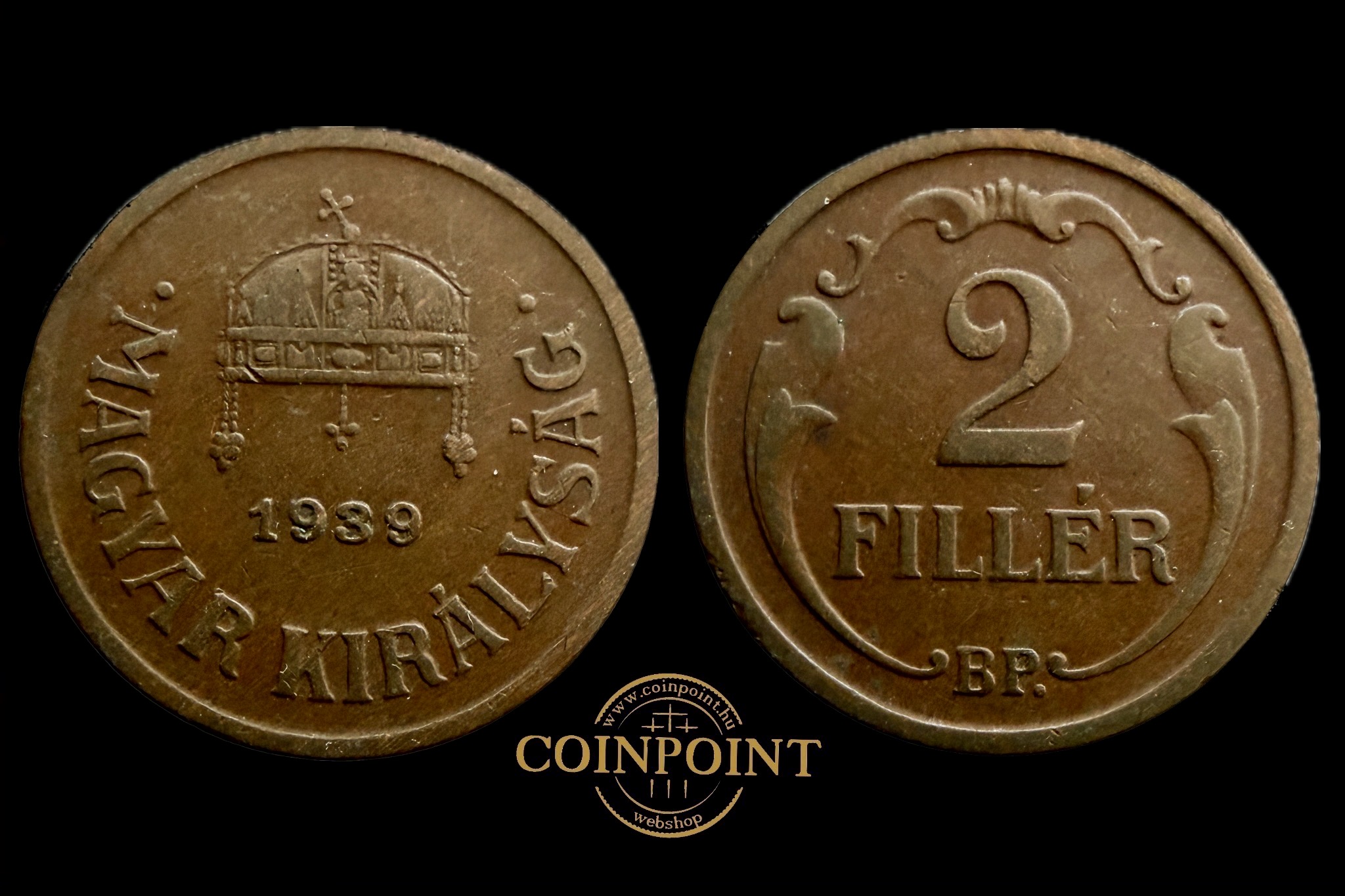 Magyar Királyság 2 Fillér 1939 BP Adamo P2
