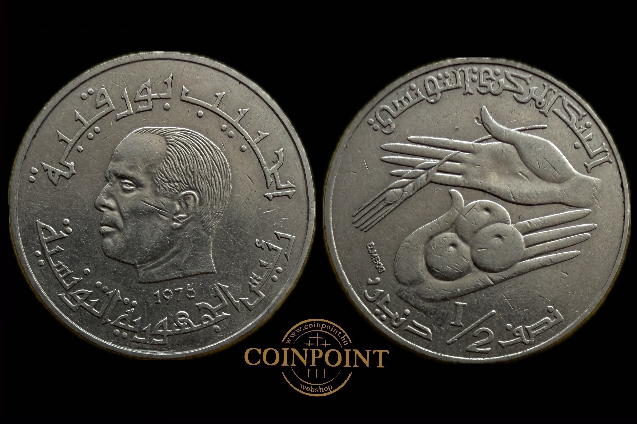 Tunézia 1/2 Dinar 1976 KM 346