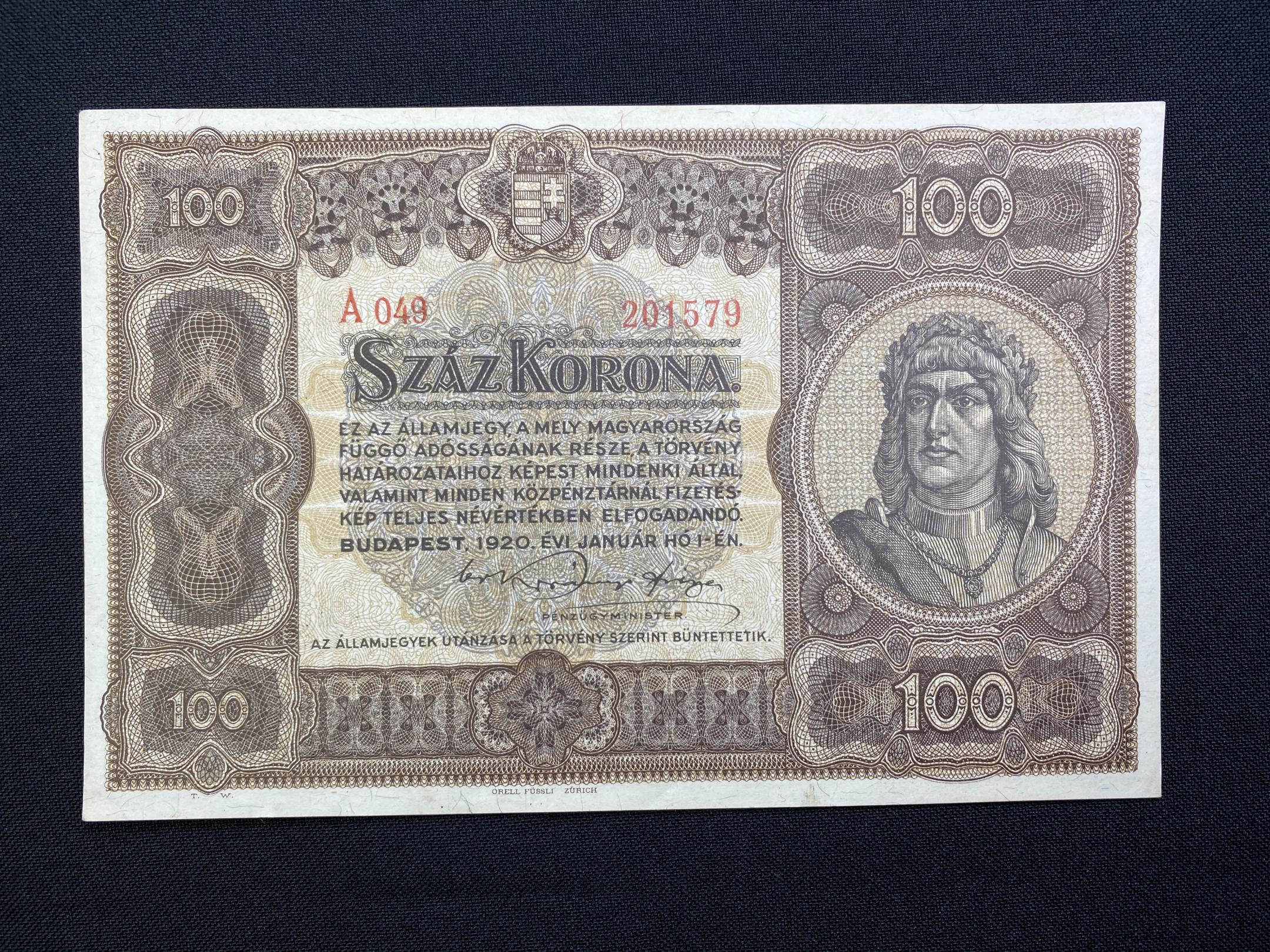 100 Korona 1920A Adamo K29 aUNC