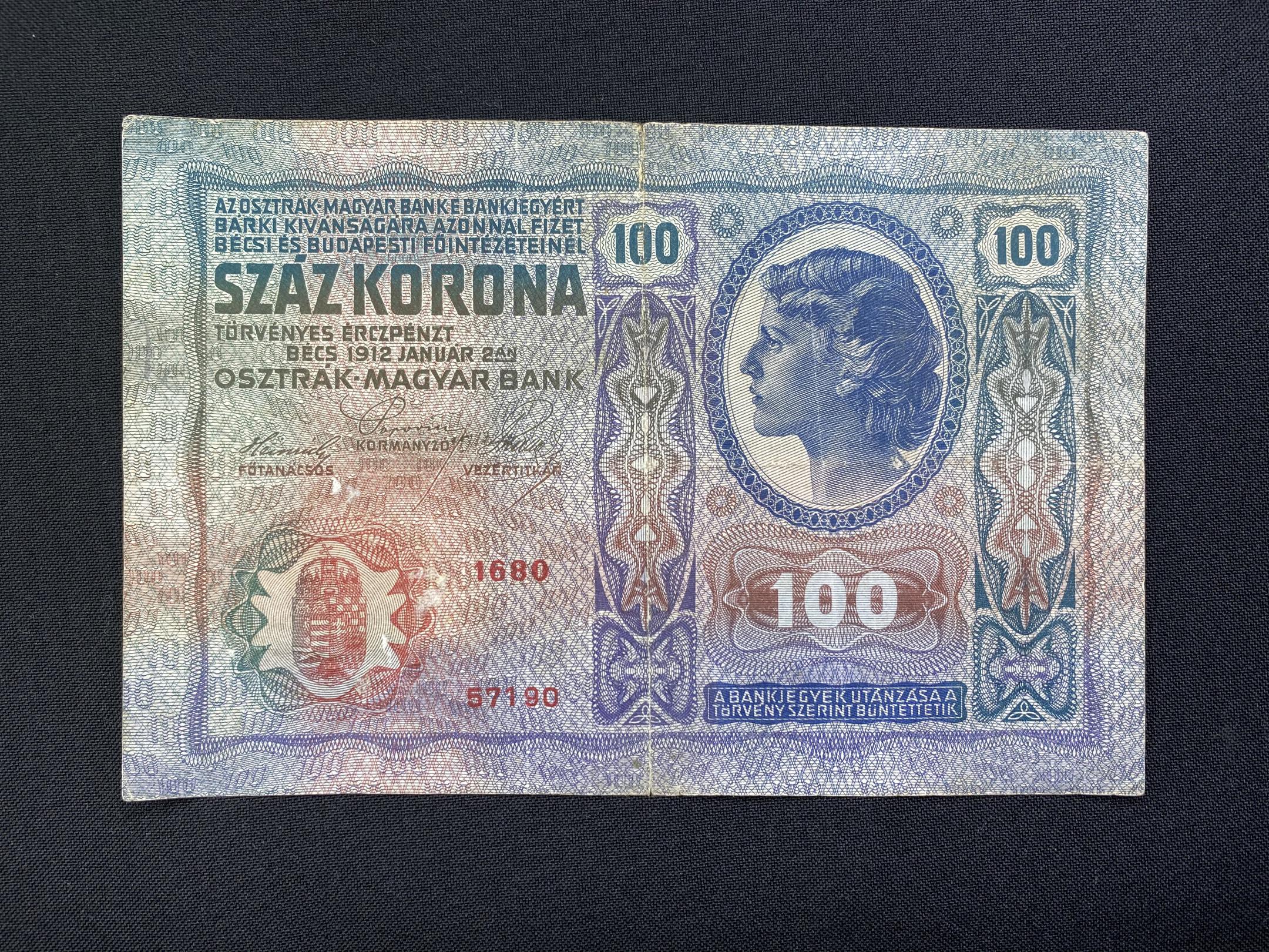 100 Korona 1912 Adamo K28 F