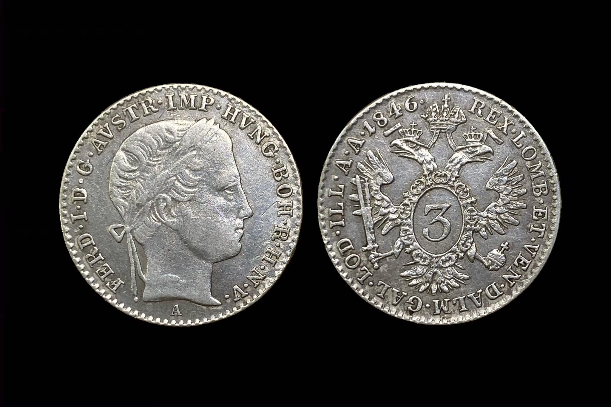 V. Ferdinánd 3 kreutzer (1846)A