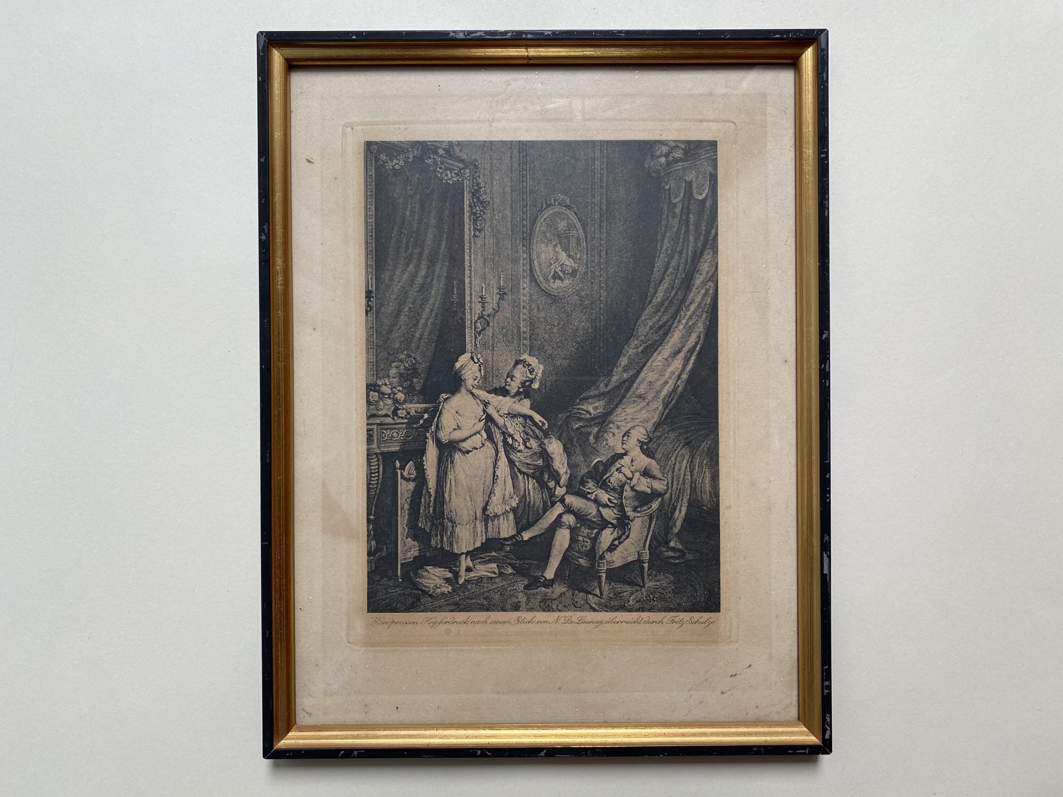 Kézi sajtolású réznyomás N. De Launay után metszete Fritz Schulze 22x28cm