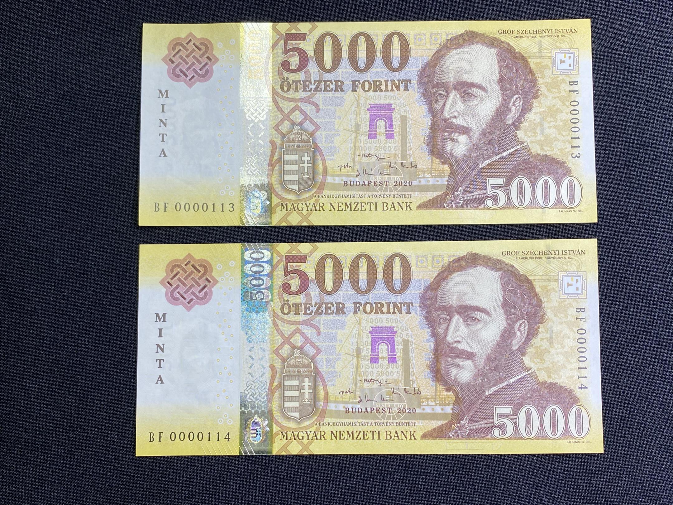 5000 Forint 00113-114 MINTA UNC sorszámkövető