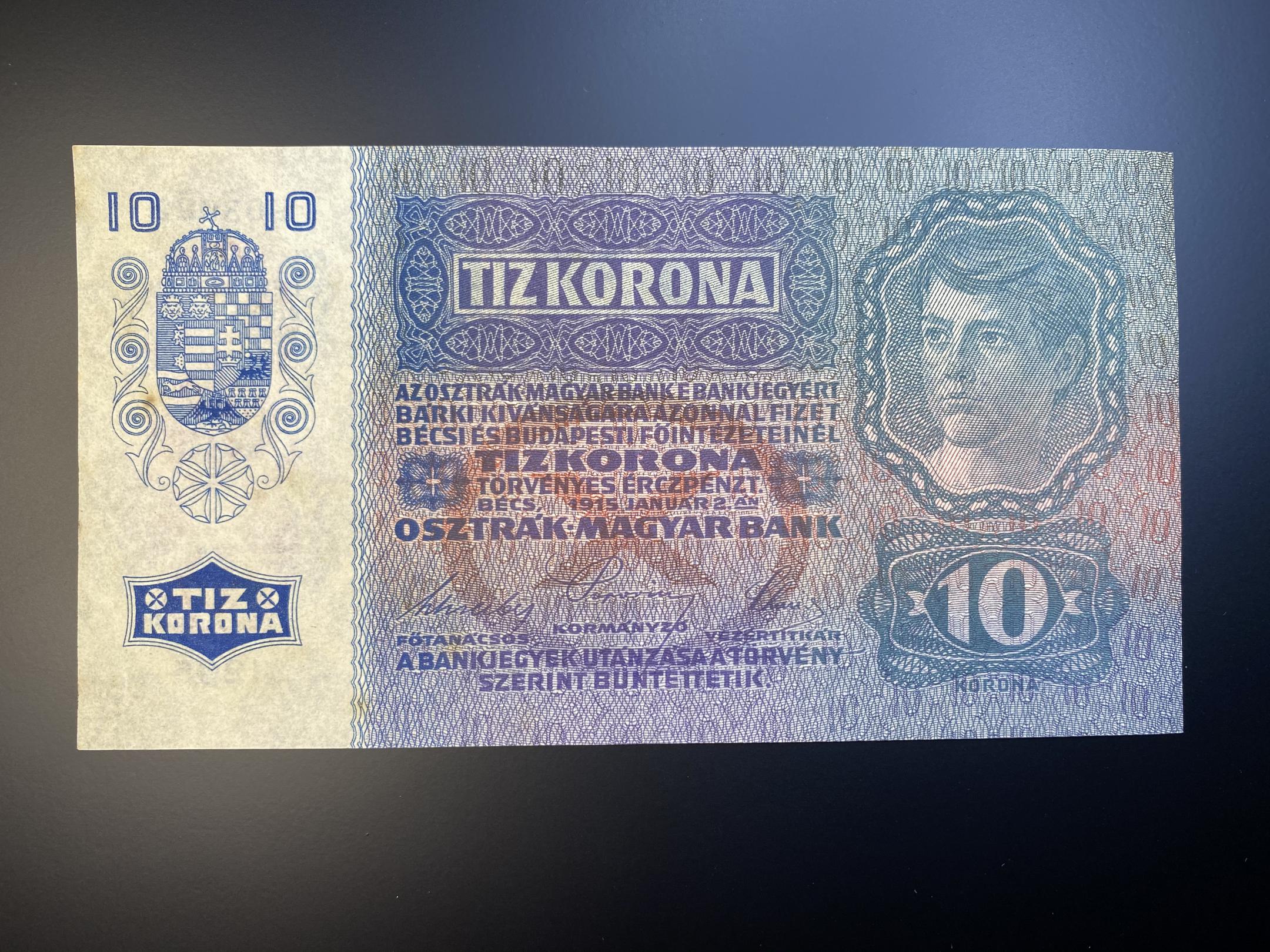 10 Korona (1915) felülbélyegzett EF Adamo K11b