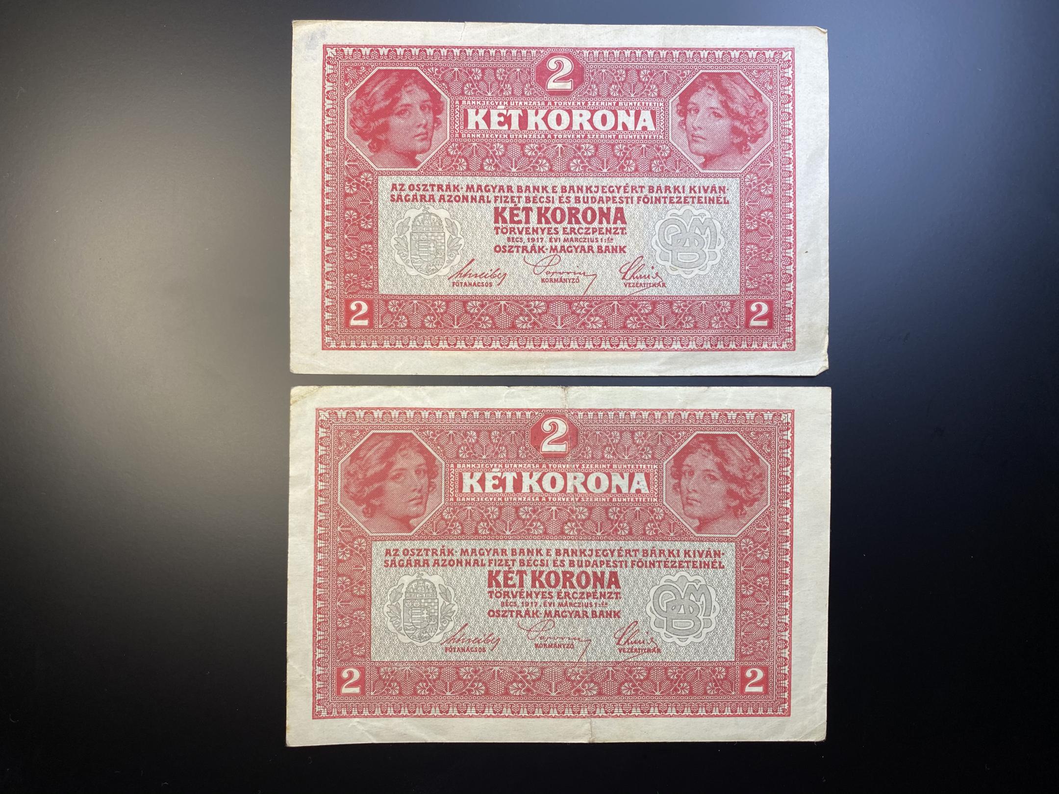 2 Korona (1917) 2db felülbélyegzett F Adamo K6 B