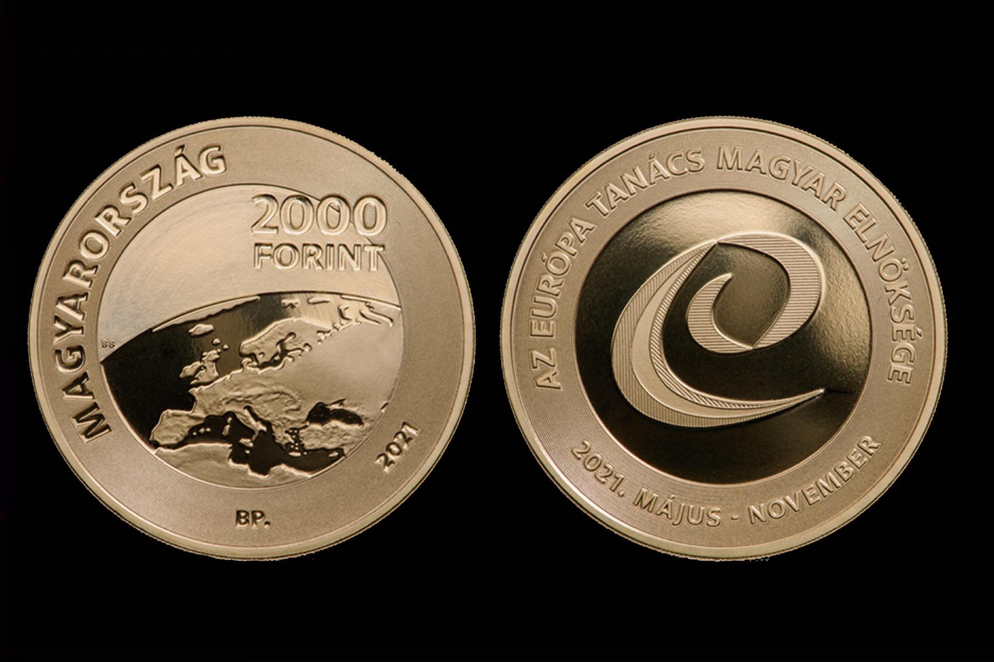 2021. évi Az Európa Tanács magyar elnöksége színesfém emlékérme Proof UNC prospektussal