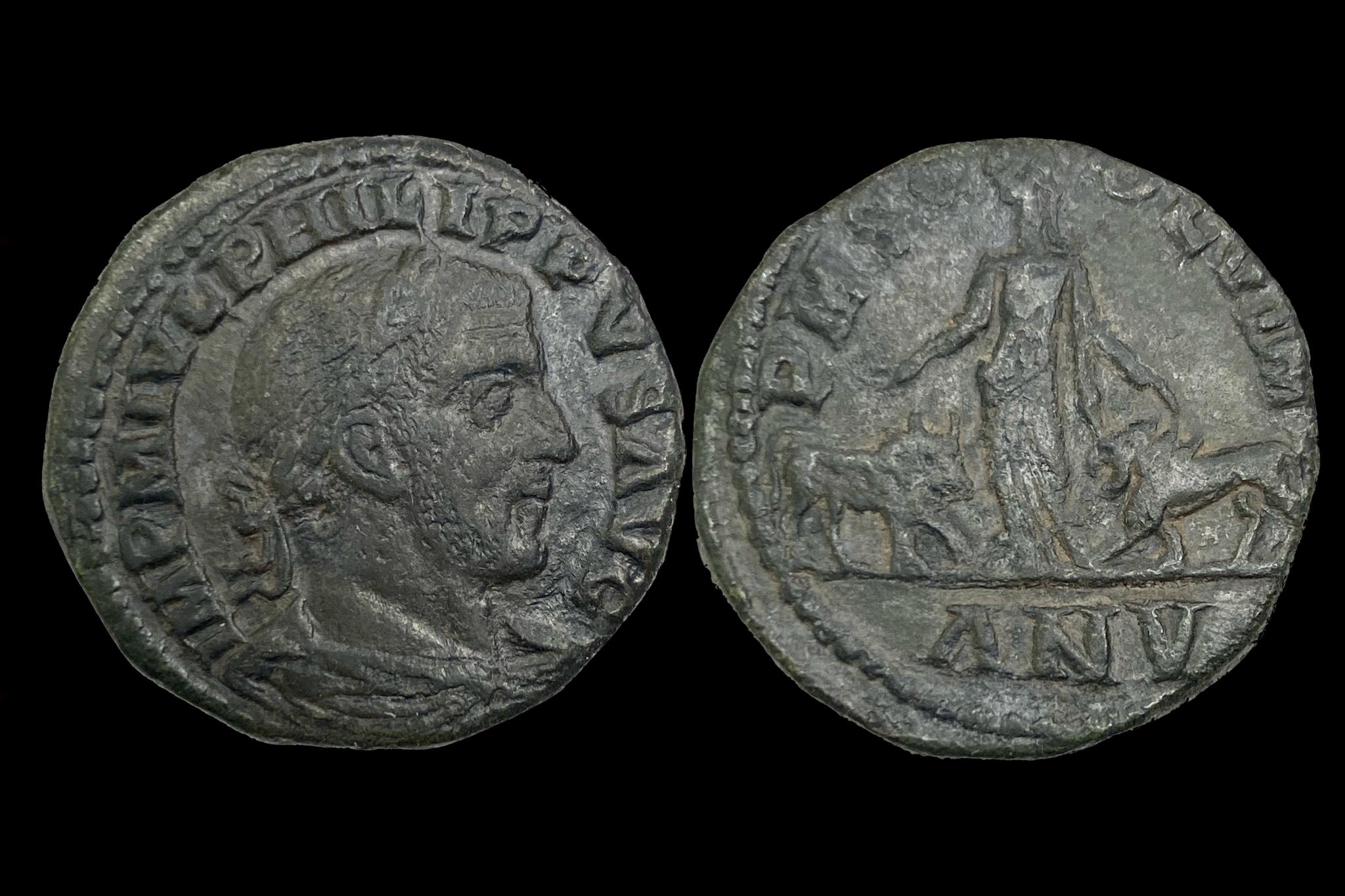 I. Philippus (244-249) IMP M IVL PHILIPPVS AVG, P M S COL VIM ANV Sestertius Bronz  AMNG 1 105 