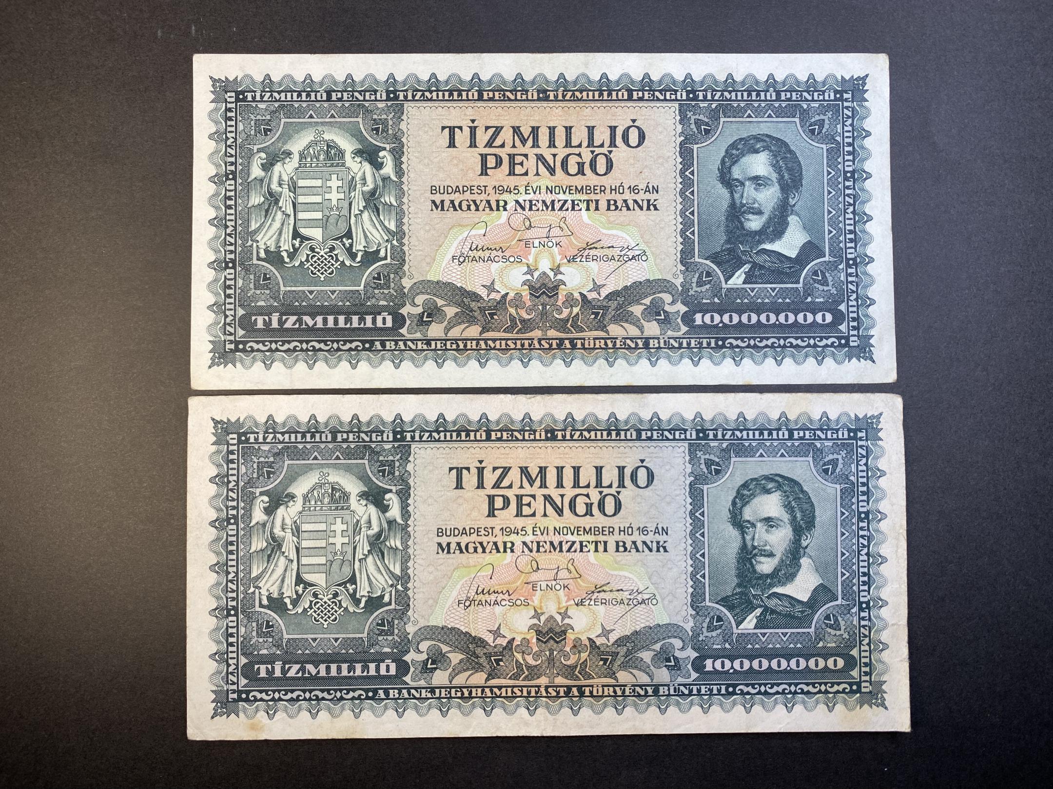 Tízmillió Pengő (1946) Adamo P26 2db VF