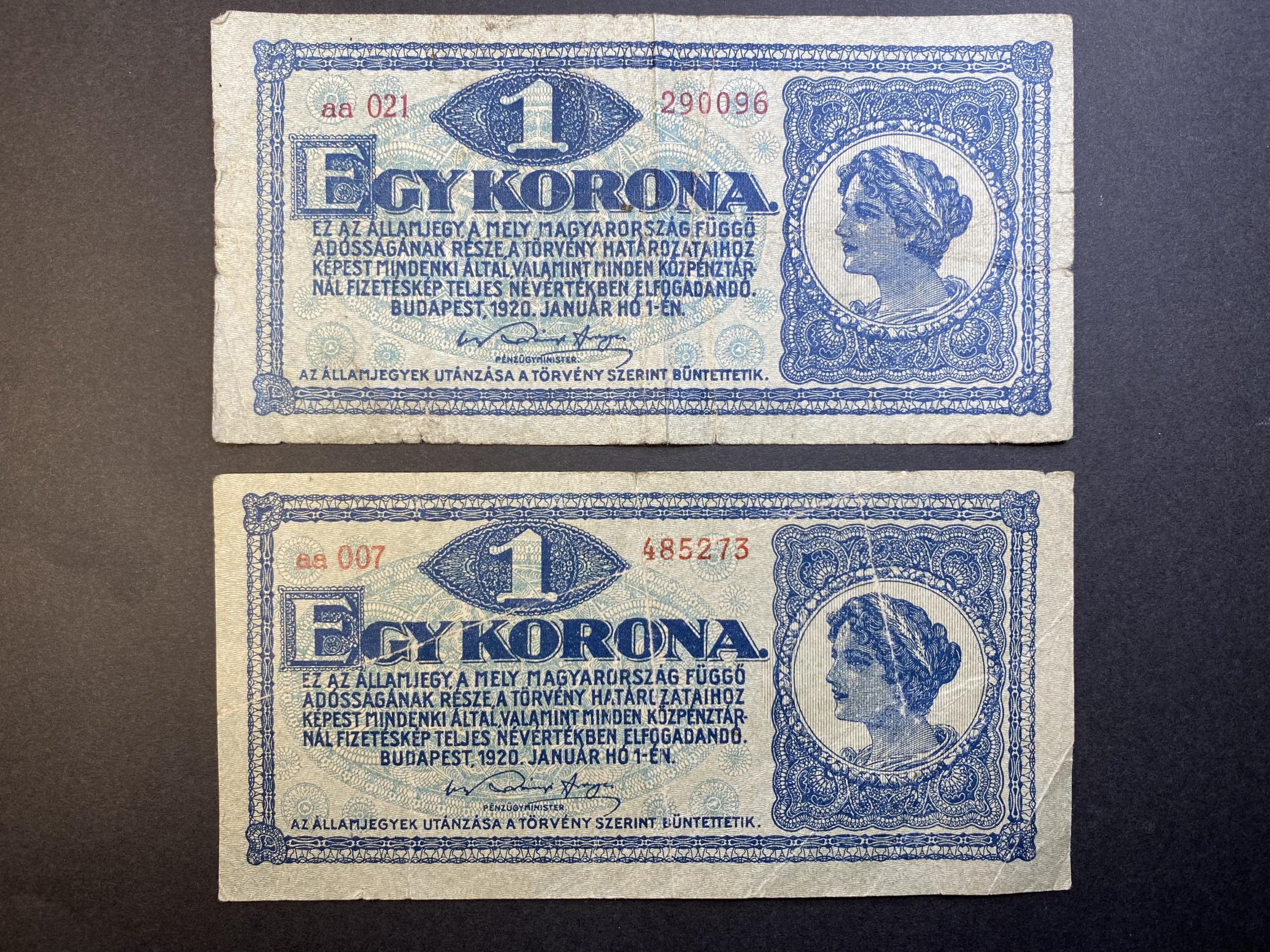 1 Korona (1920)aa Adamo K4 VG 2db