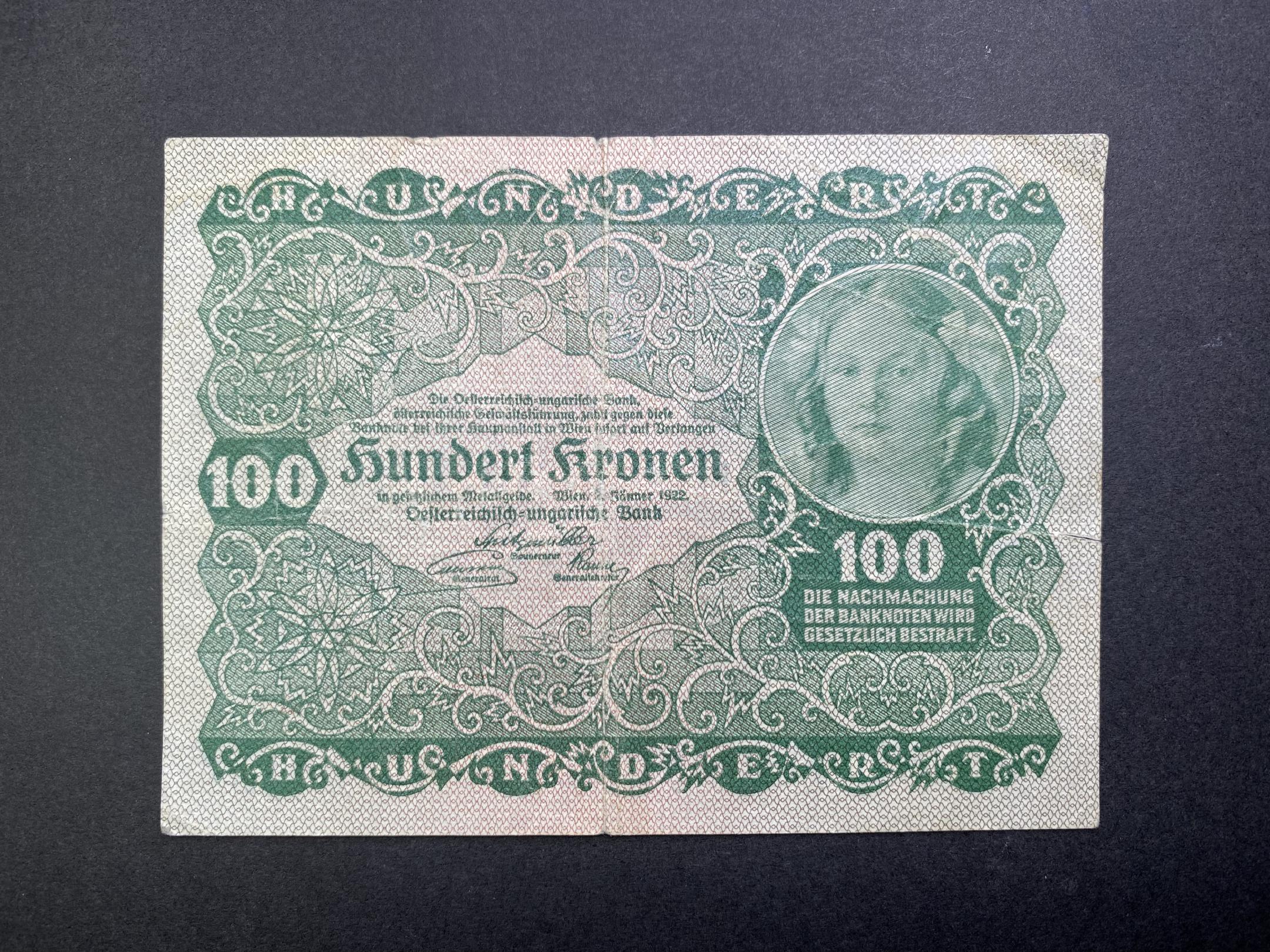 100 Korona (1922 Osztrák típus) F