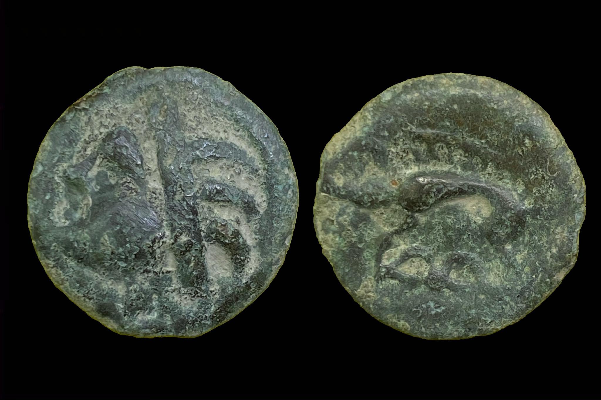 Kelta Gall-Belga Leuci típus (i.e. 70-50) potin BMC Celtic III 421 Pedigre R. Chevallier (1922-2015) gyűjteménye