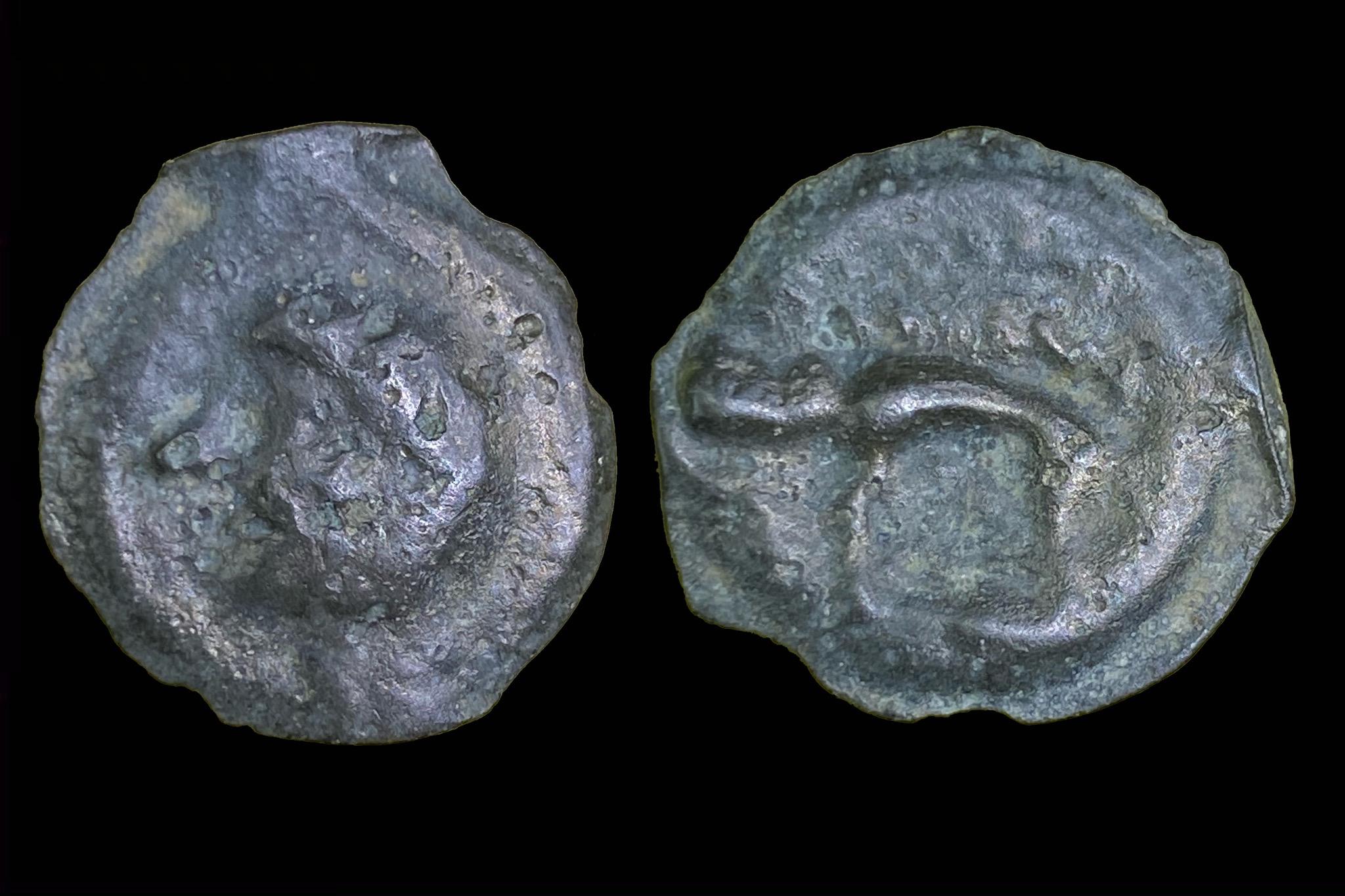 Kelta Gall-Belga Leuci típus (i.e. 70-50) potin BMC Celtic III.430 Pedigre R. Chevallier (1922-2015) gyűjteménye