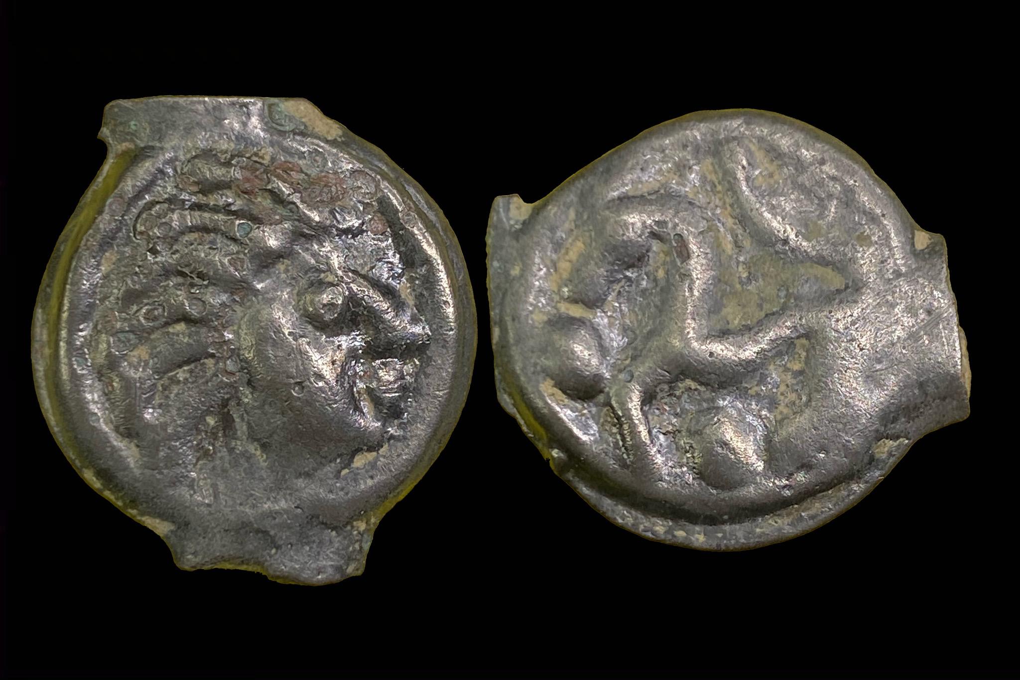 Kelta Gall-Belga Senones típus (i.e. I.század) potin Sear-143 Pedigre R. Chevallier (1922-2015) gyűjteménye