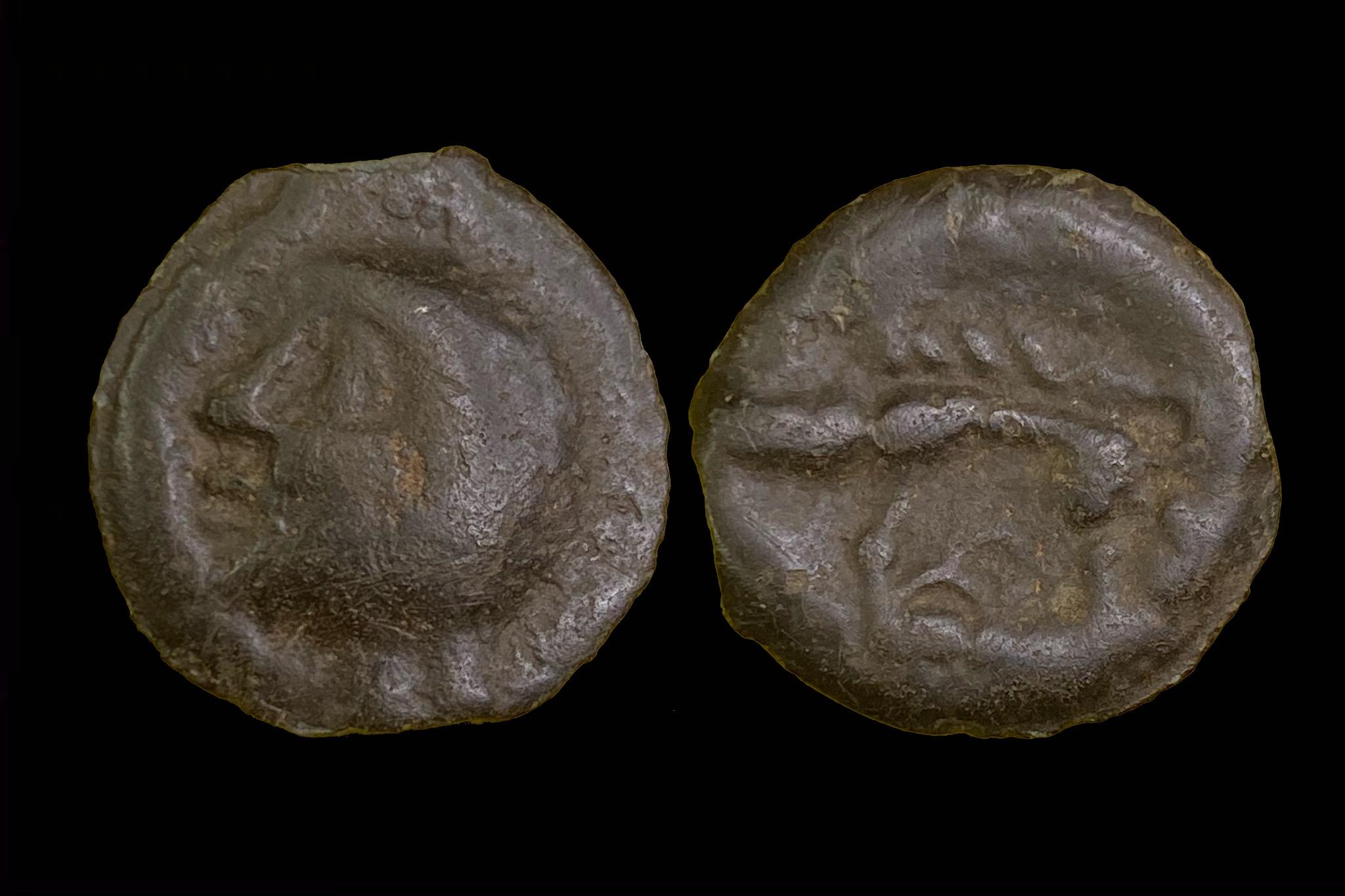 Kelta Gall-Belga Leuci típus (i.e. 70-50) potin BMC Celtic III.430 Pedigre R. Chevallier (1922-2015) gyűjteménye