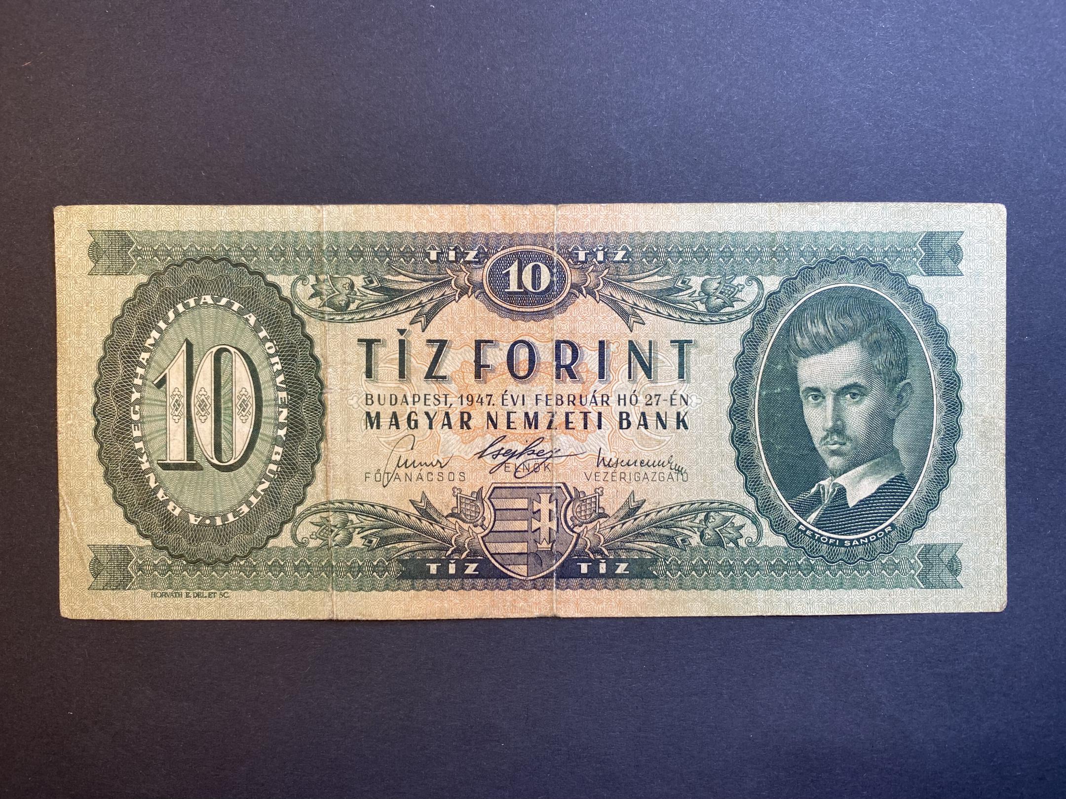 10 Forint (1947) VF Adamo F2
