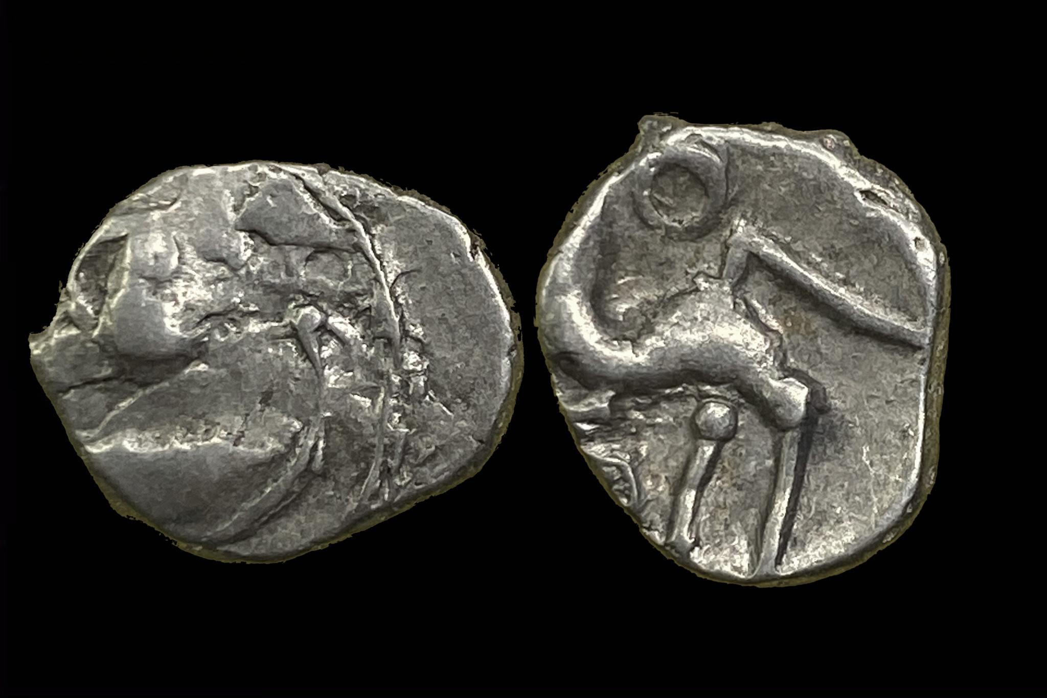Aedui Kelta (i.sz.80-50) Quinarius (féldénár) D&T 3189;SLM 556.